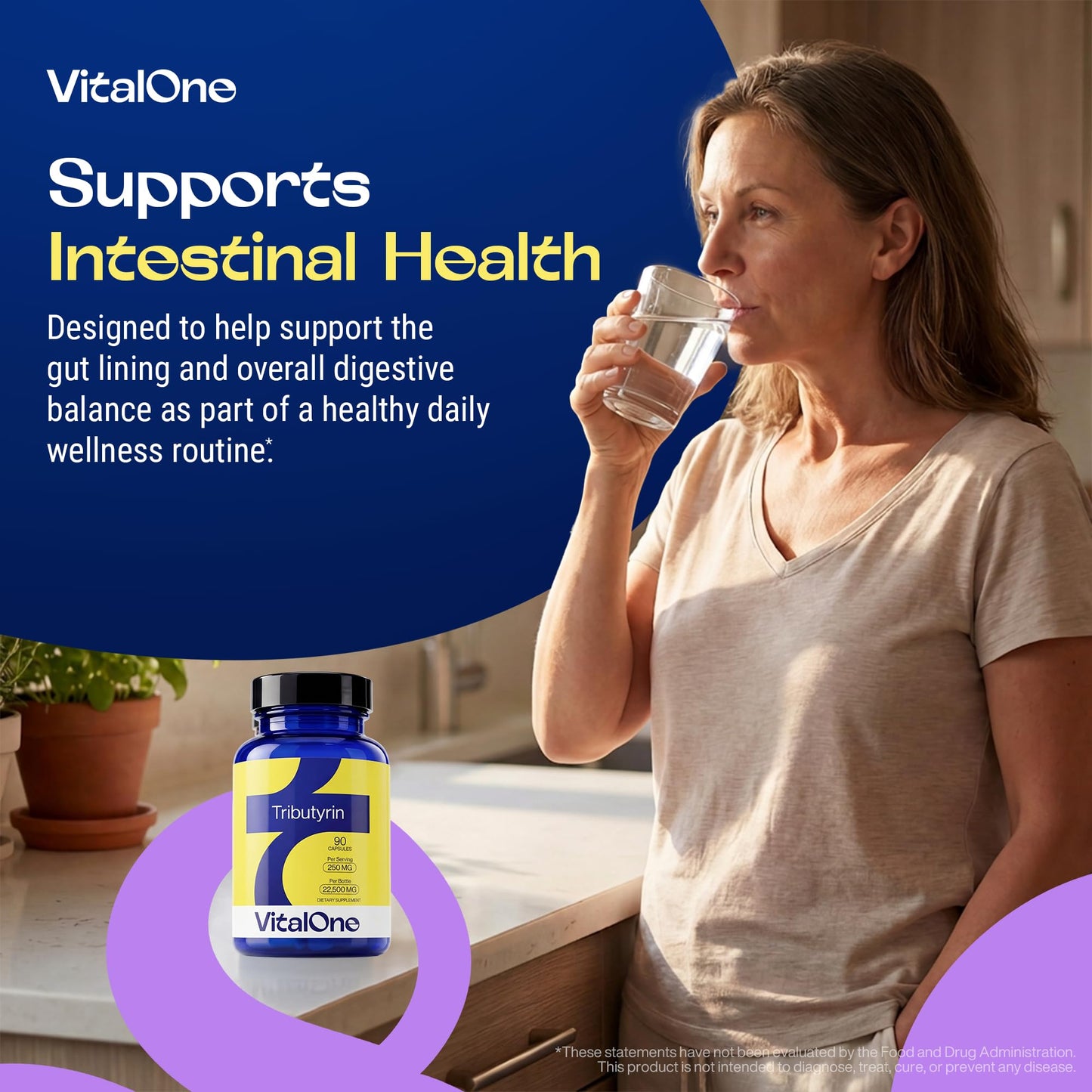 VitalOne Tributyrin 250 mg Capsule Supplement for Daily Use, 90 Capsules