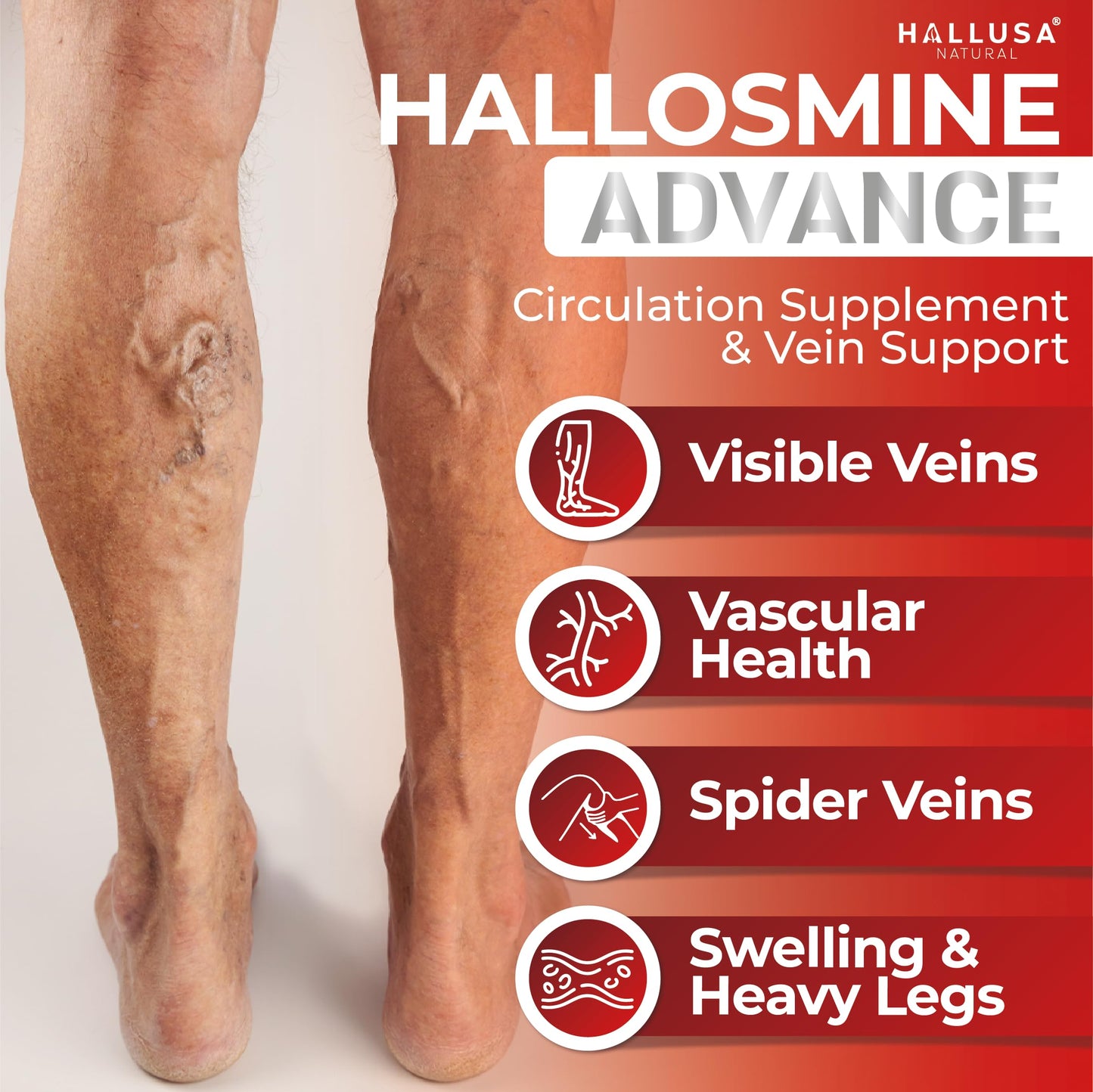 Hallusa Natural Hallosmine Advance 1000mg Diosmin Capsules 60 Count