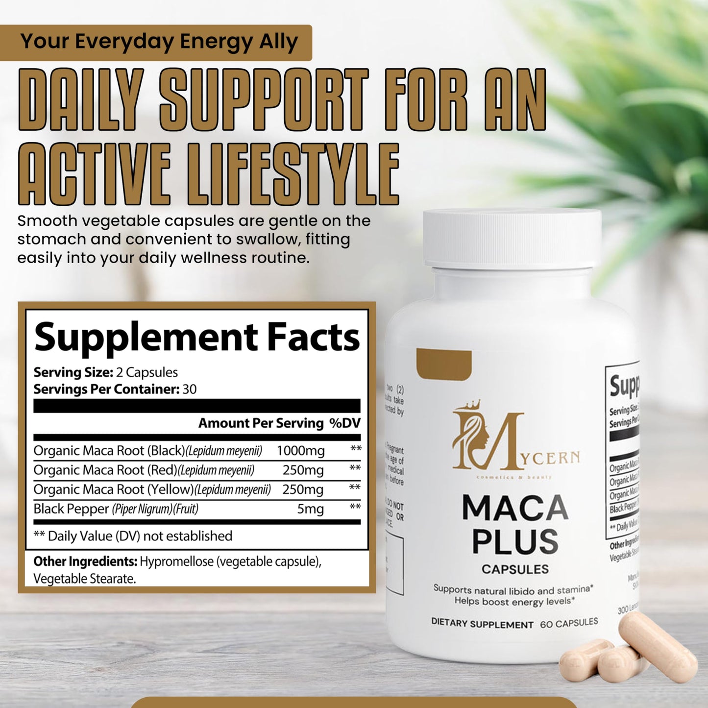 Mycern Maca Plus Capsules, 60 Count
