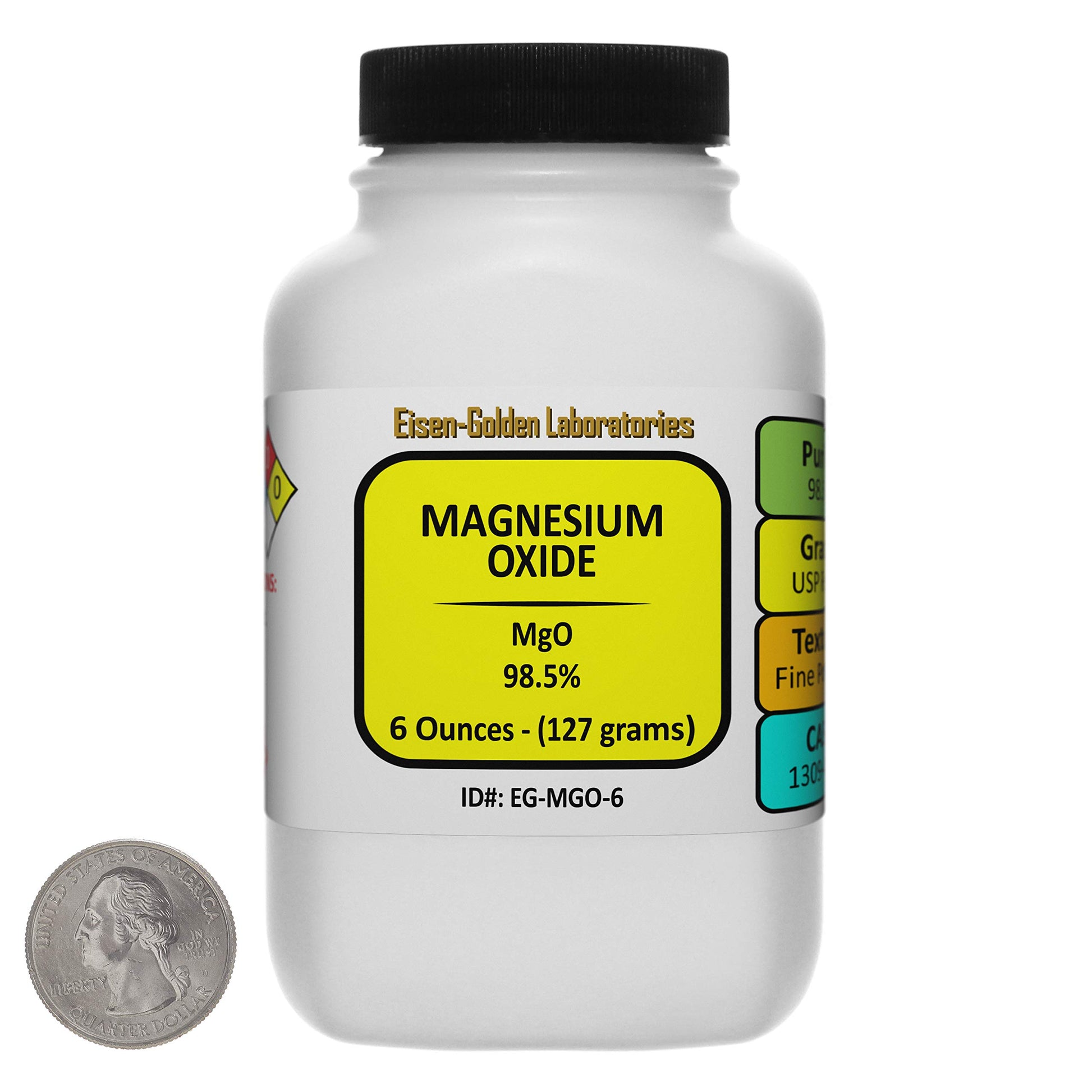 Eisen-Golden Laboratories Magnesium Oxide [MgO] 98.5% USP Food Grade Powder, 6 Oz Bottle