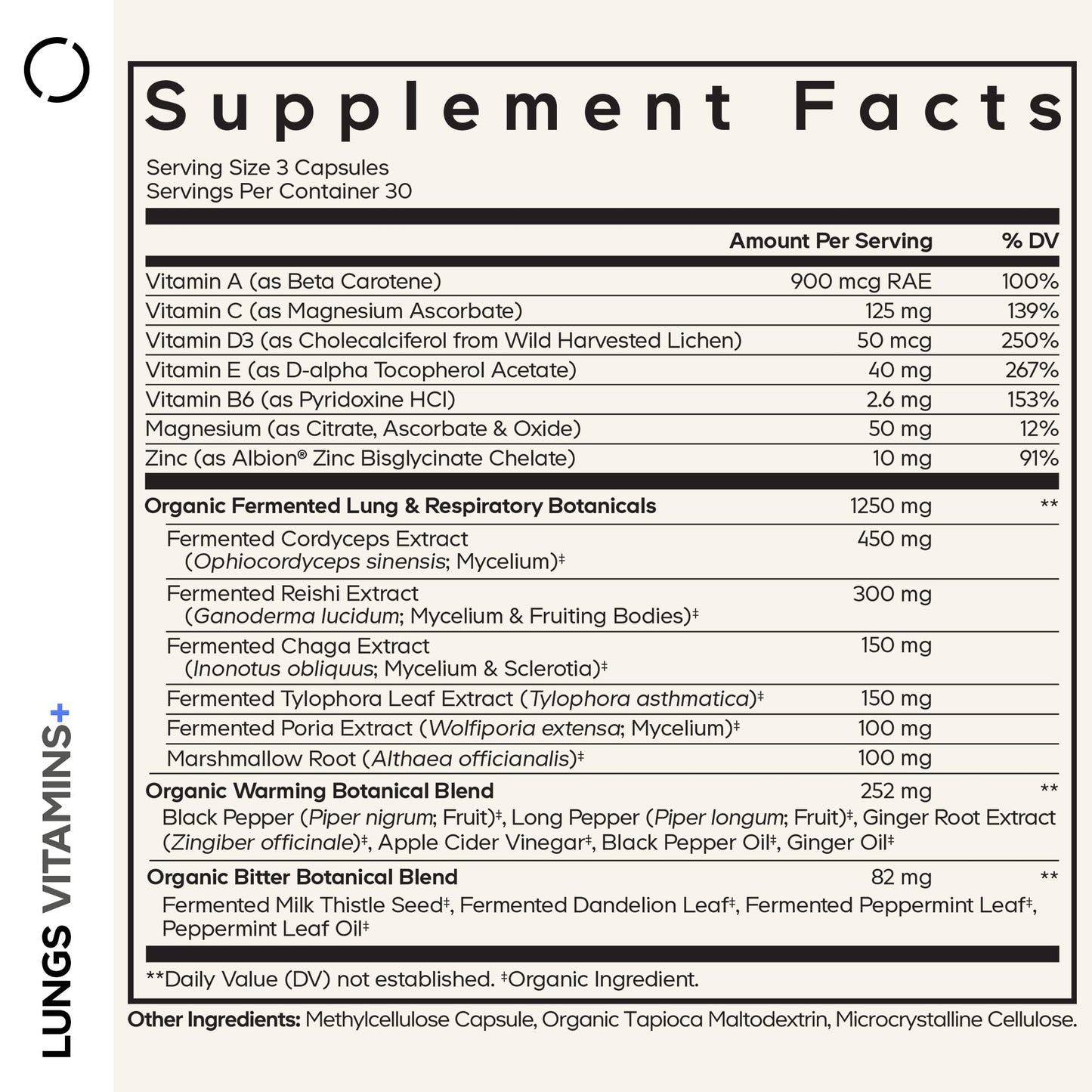 Codeage Lungs Vitamins with A, C, D, E, B6, Milk Thistle Lung Supplement, Zinc & Magnesium, Cordyceps, Reishi, Chaga, Poria, Tylophora, Ginger, Peppermint Leaf Organic Herb Cleanse Capsules 90