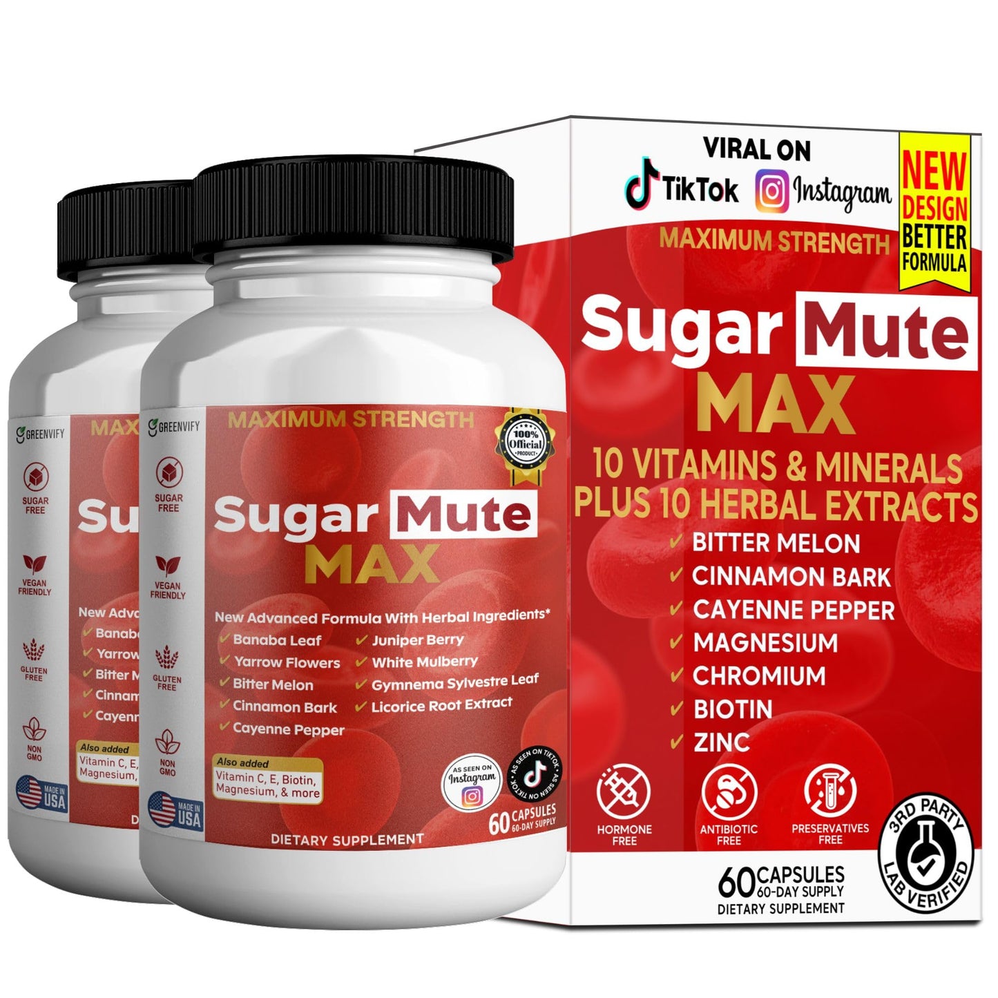 GREENVIFY Sugar Mute Max Blood Sugar Support Capsule 60 Count