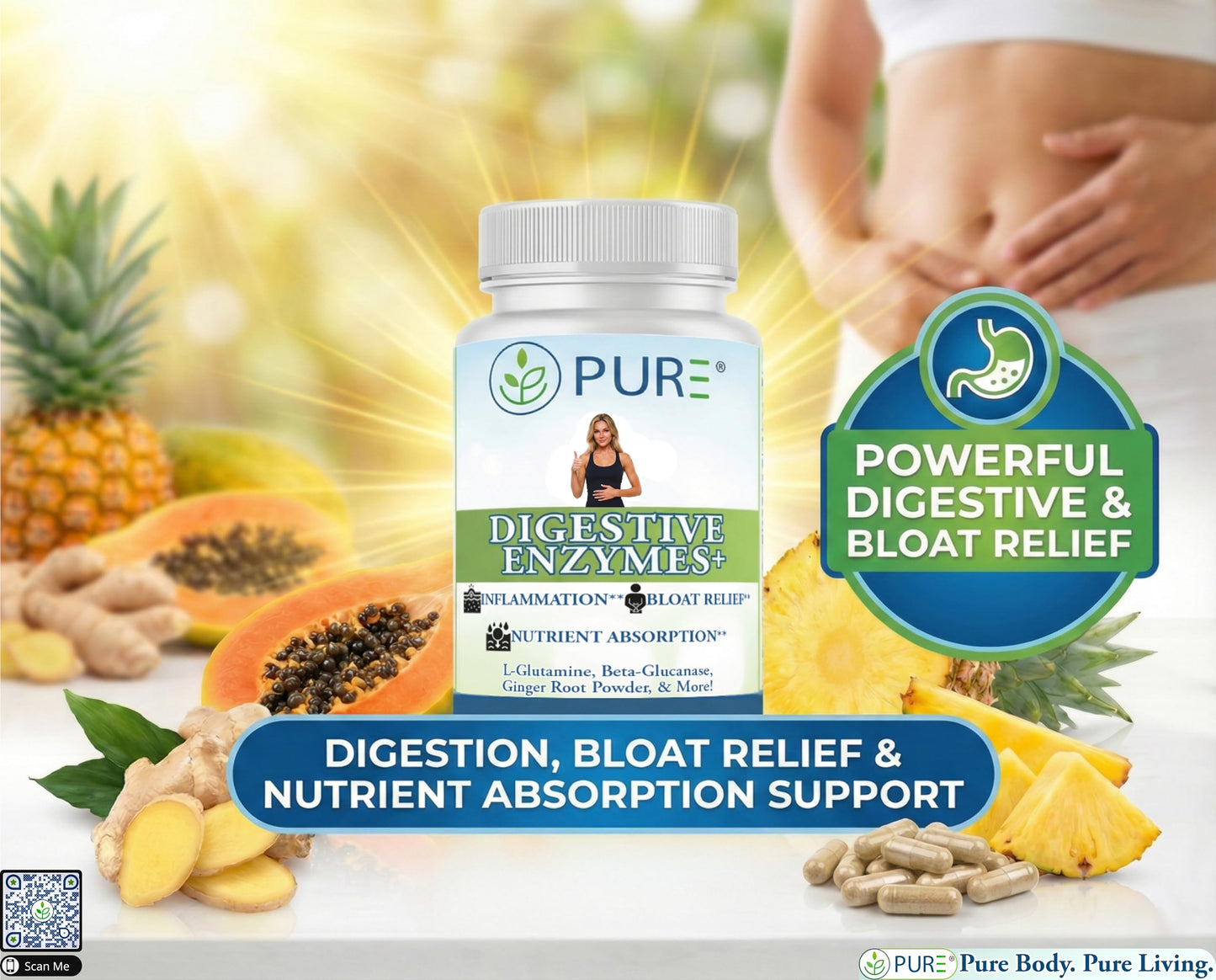 PURE Digestive Enzymes+ with Probiotics Capsule, 60 Count
