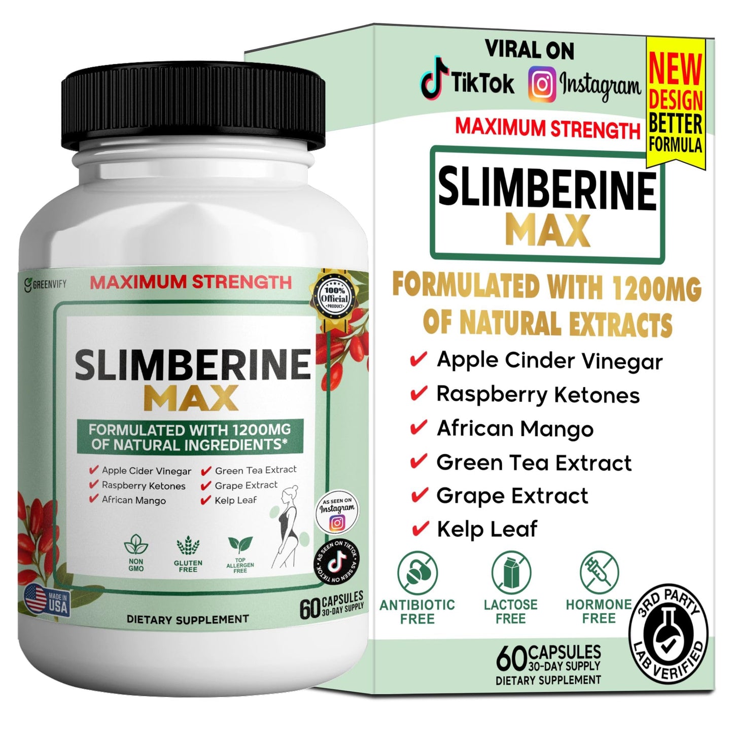 GREENVIFY Slimberine Max Supplement Capsules, 60 Capsules