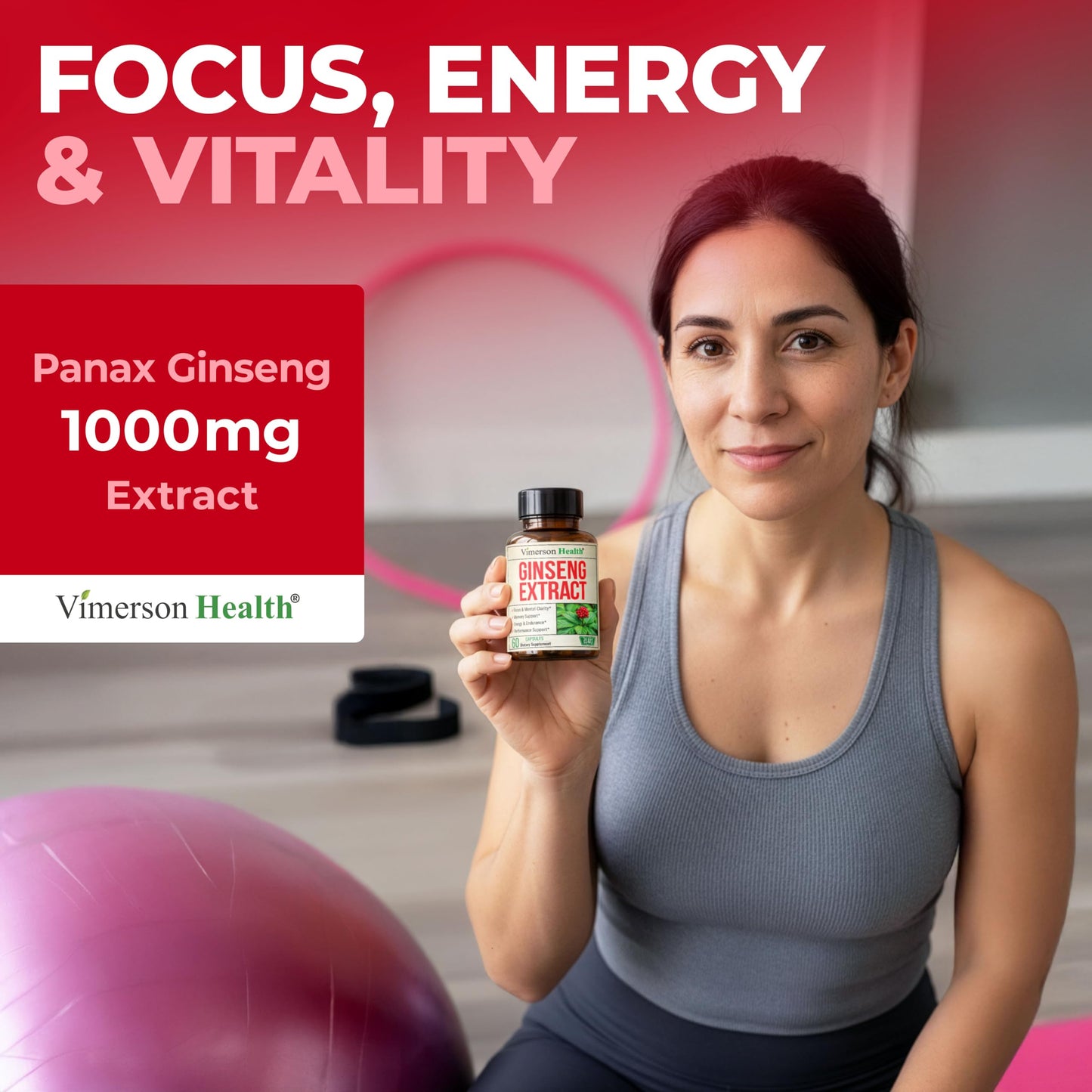 Vimerson Health Panax Ginseng 1000mg Capsule, 60 Count