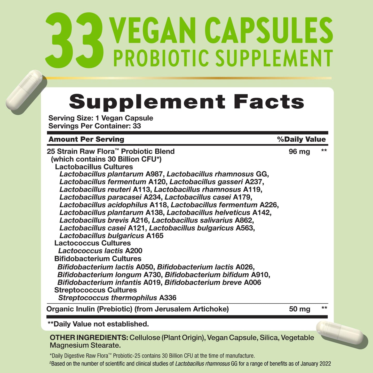 Nature's Truth Raw Flora Probiotics with Prebiotics Capsules 33 Count