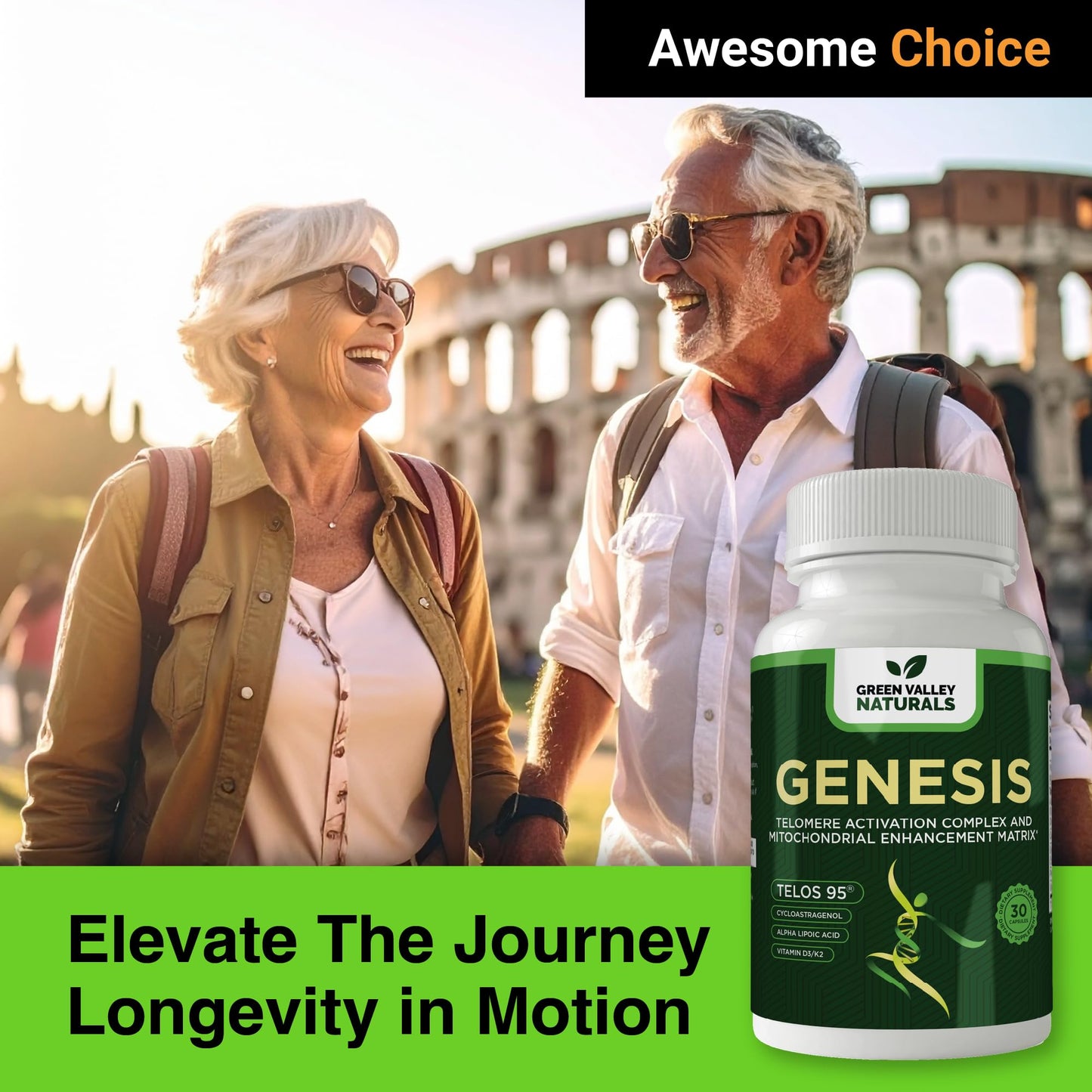 GREEN VALLEY NATURALS Genesis Telomere Length Supplement Capsule 60 Count