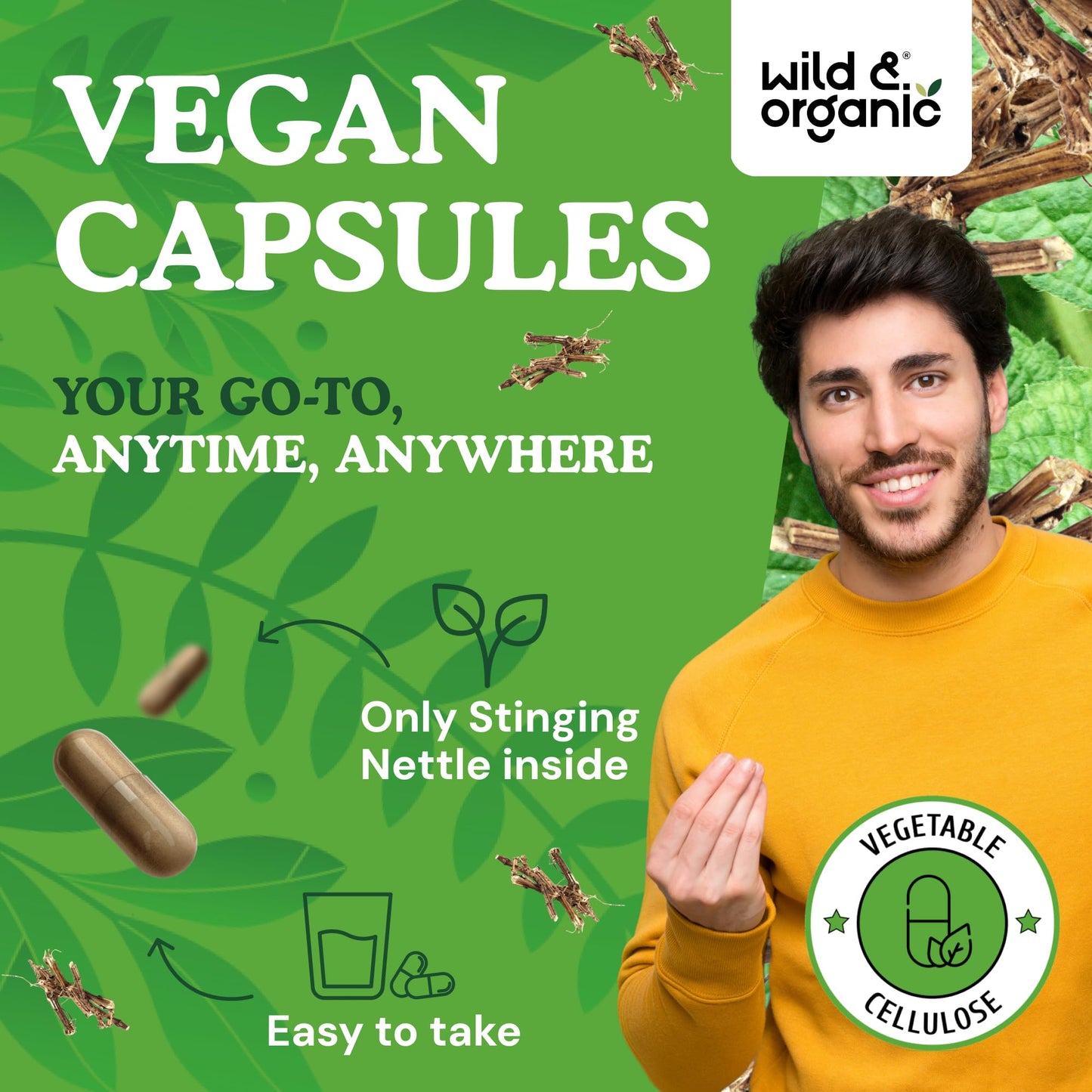 Wild & Organic Stinging Nettle Root 60 Capsules