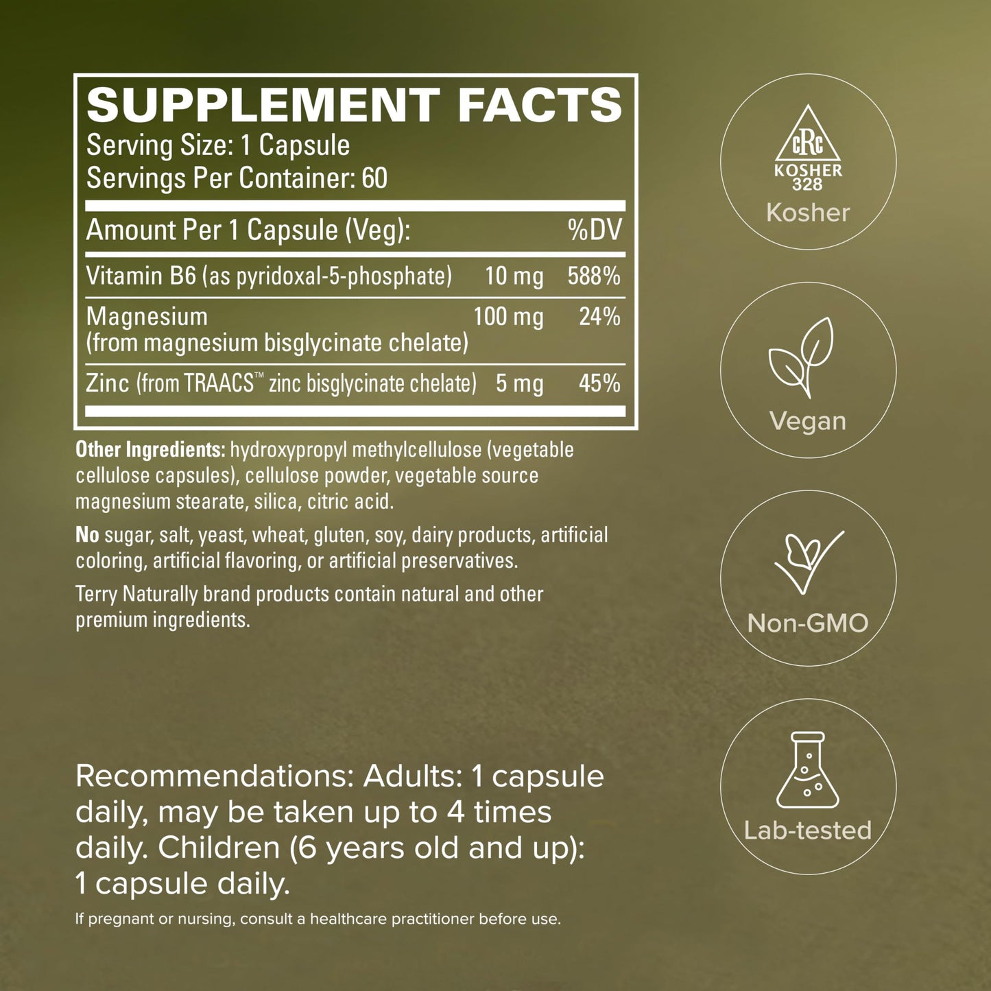 Terry Naturally P-5-P/MAG - Heart, Nerve & Muscle Health Support Capsule, 60 Count