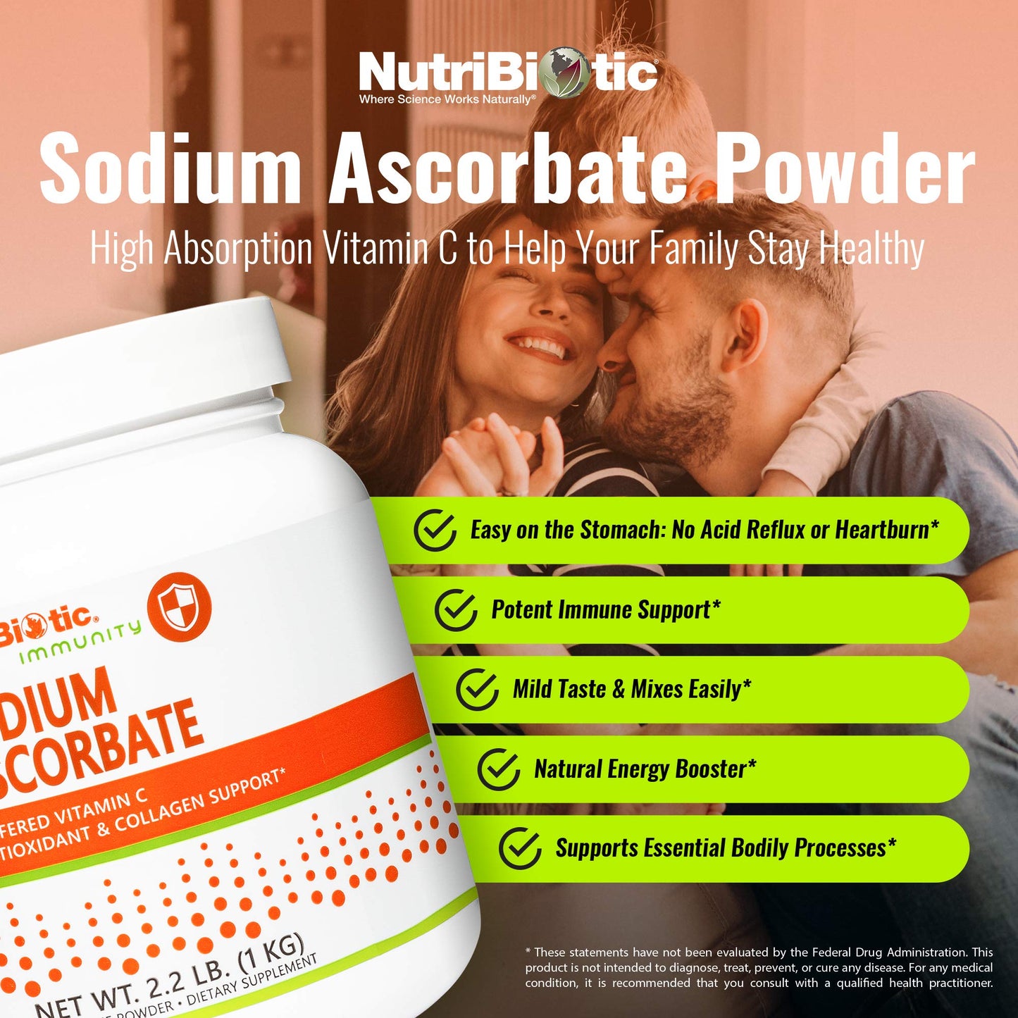 NutriBiotic Sodium Ascorbate Buffered Vitamin C Powder, 35.2 oz