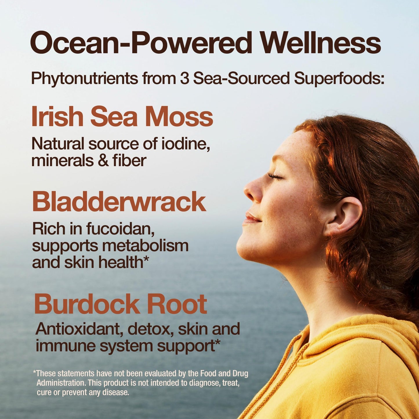 FeelGood Superfoods Sea Moss Bladderwrack with Burdock Root Supplement High Absorption 60 Capsules Plant-Based Superfood for Thyroid Support