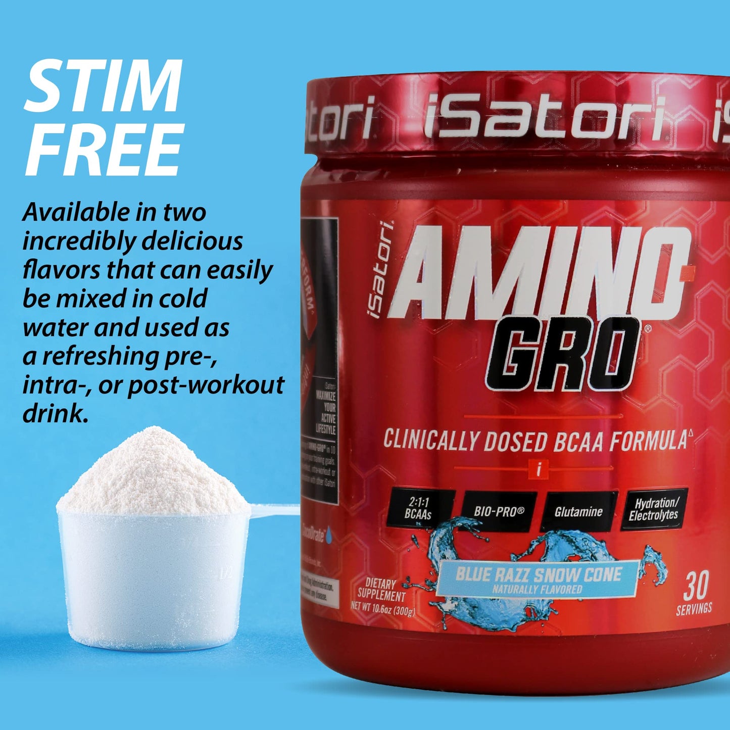 iSatori Amino-GRO BCAA Powder, 5.5 Ounce