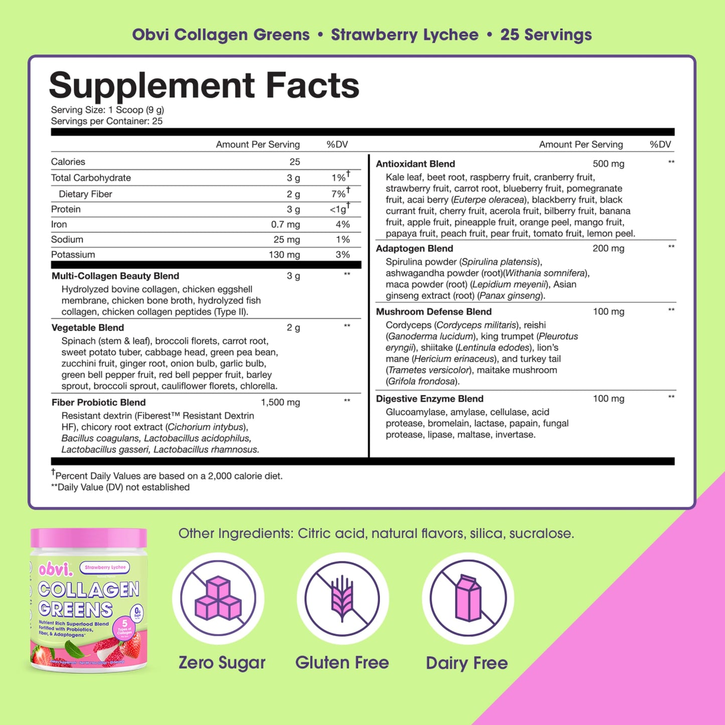 Obvi Collagen Greens Powder 8.9 Ounce (Pack of 1)