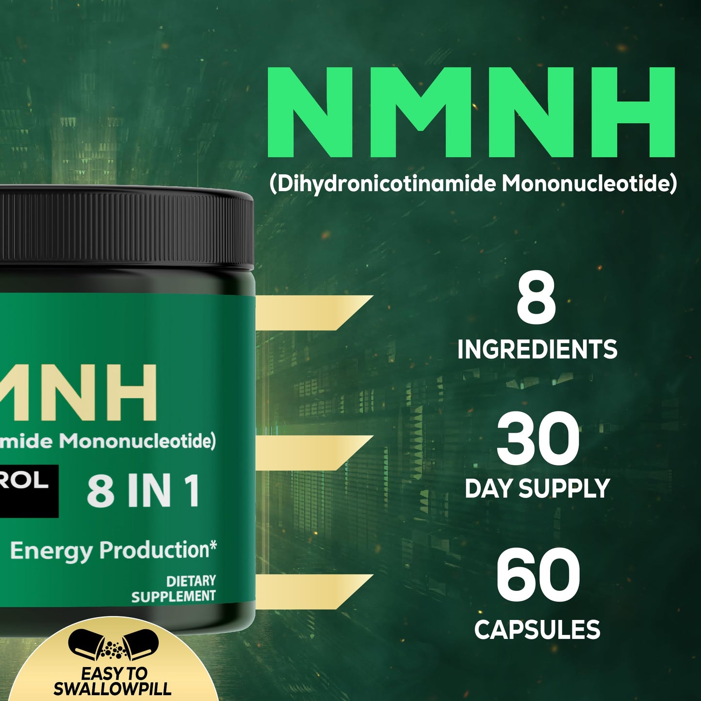 Satoomi NMNH 8in1 NMN Supplement Alternative Capsules 60 Count