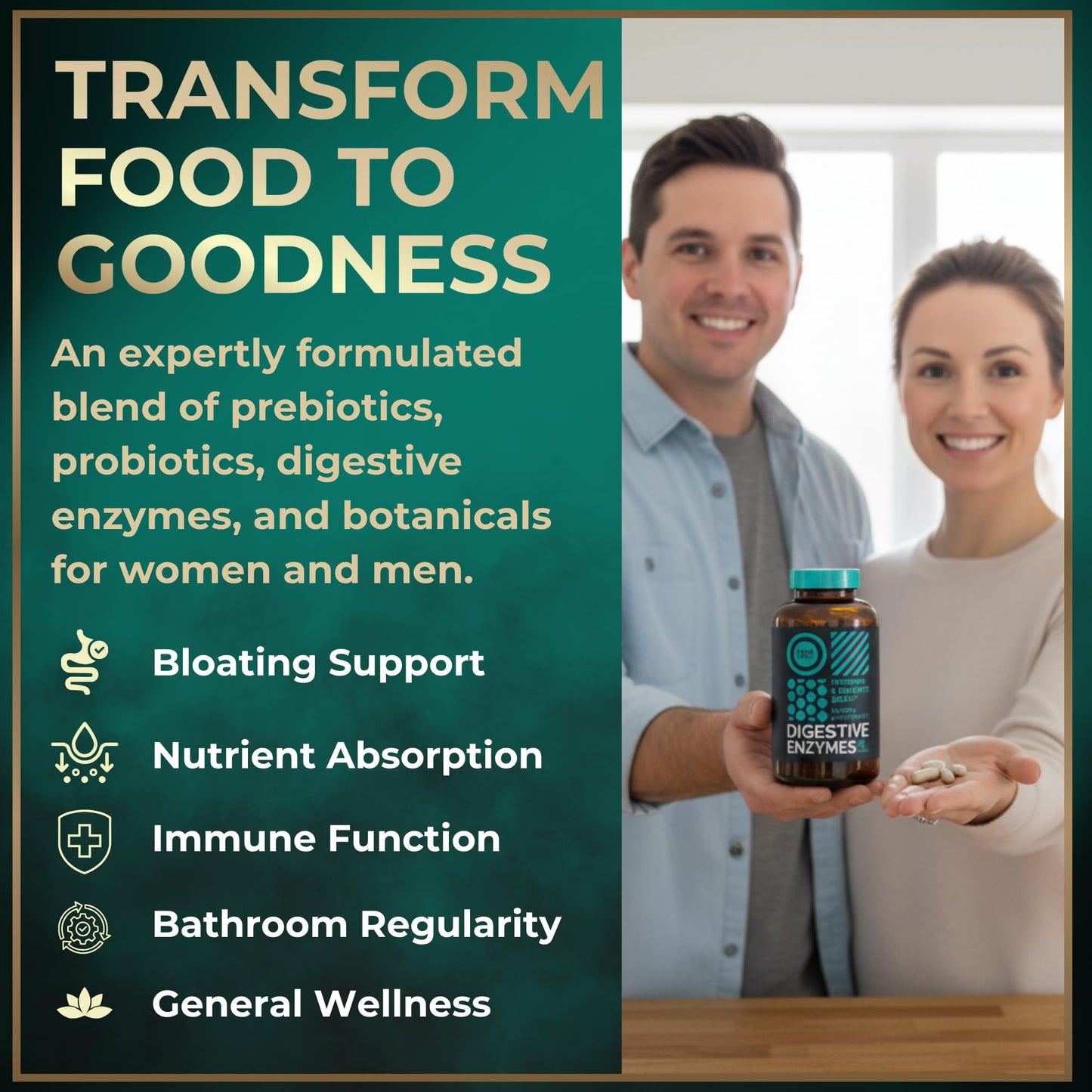 WILD FUEL Complete Digestive Enzymes for Women & Men - 800mg Vegan Digestive Enzymes with Probiotics & Prebiotics - Bloating Support, Gut Health & Digestion, 180 Capsules