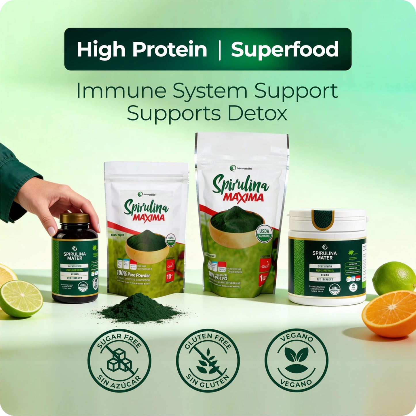 SpirulinaMater USDA Organic Spirulina Powder 10 oz