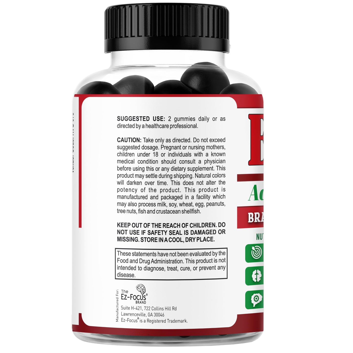 Ez-Focus Gummies Nootropics Brain Support, 60 Count