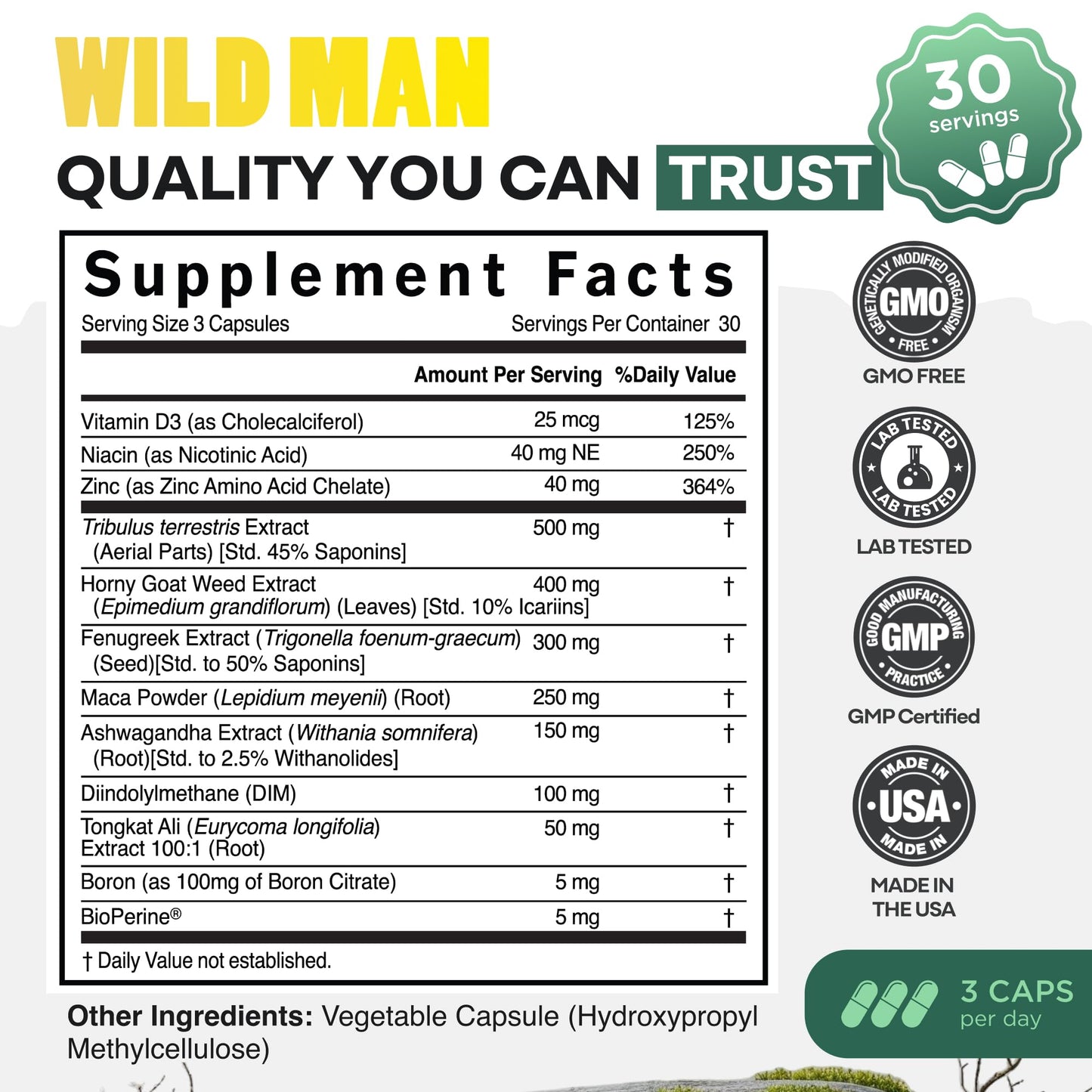 Wild Foods Herbal Stack for Man Capsule 90 Capsules