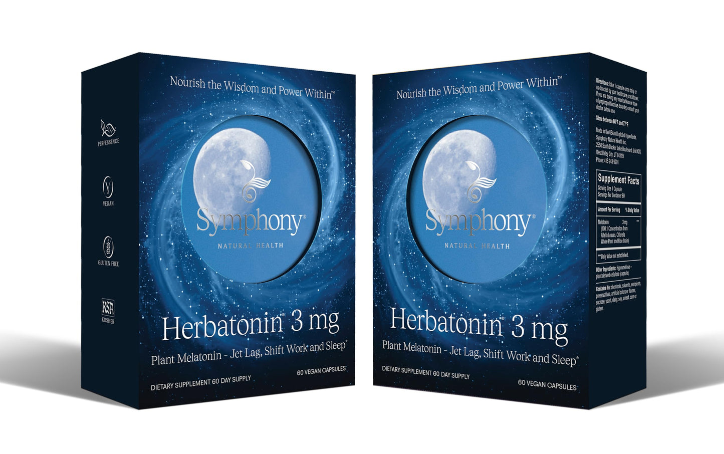Herbatonin 3 mg Plant Based Melatonin for Jet Lag, Shift Work & Sleep Support Circadian Rhythm Supplement with Naturally Occurring Melatonin from Plants, 120 Capsules