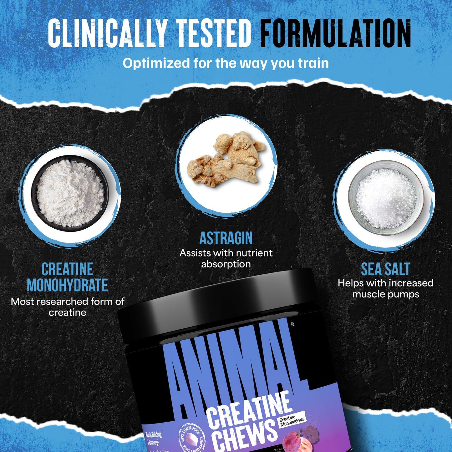 Animal Creatine Chews 5g Creatine Monohydrate, Chewable, 120 Tablets