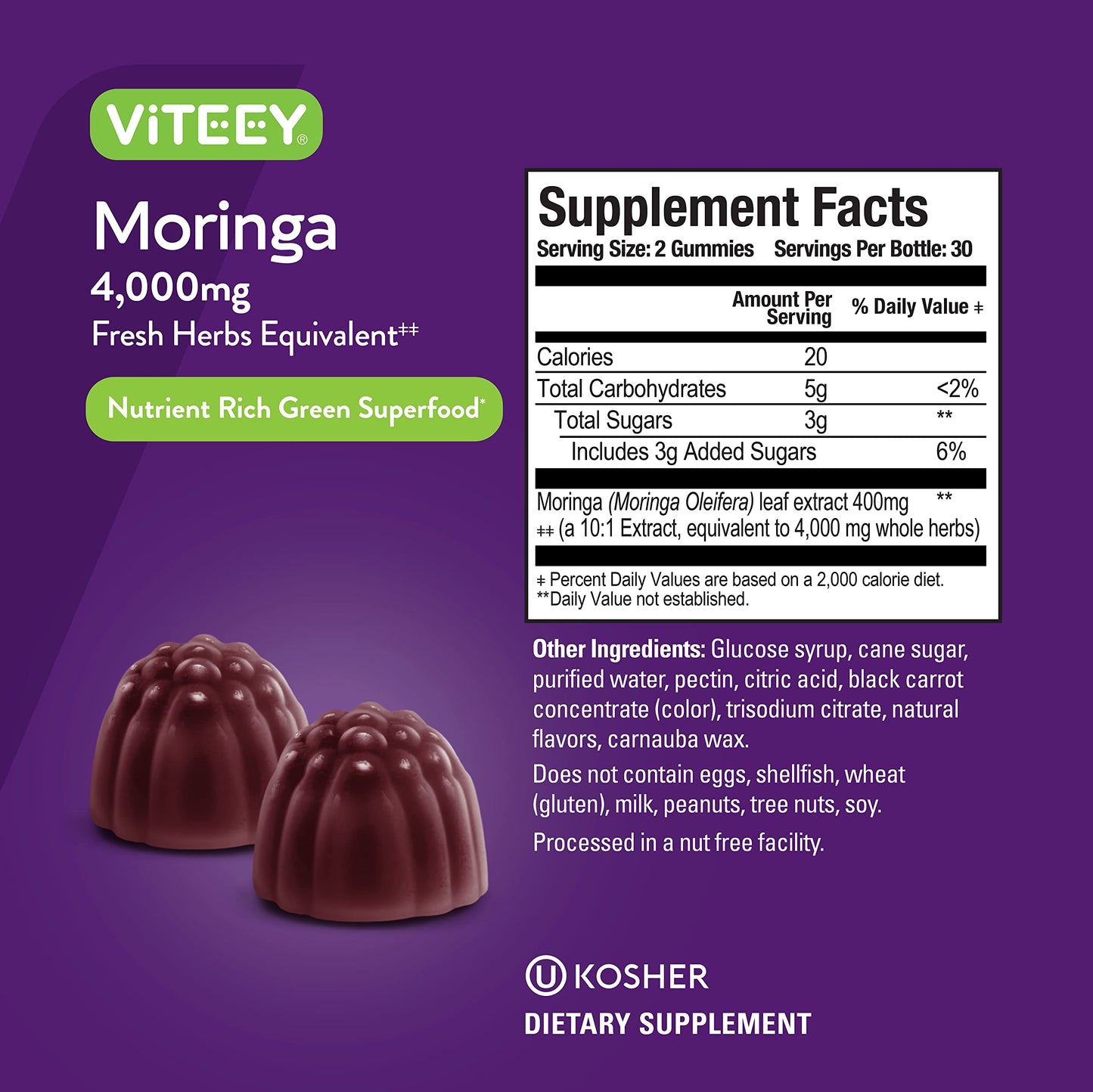 Viteey Moringa Gummies 60 Count