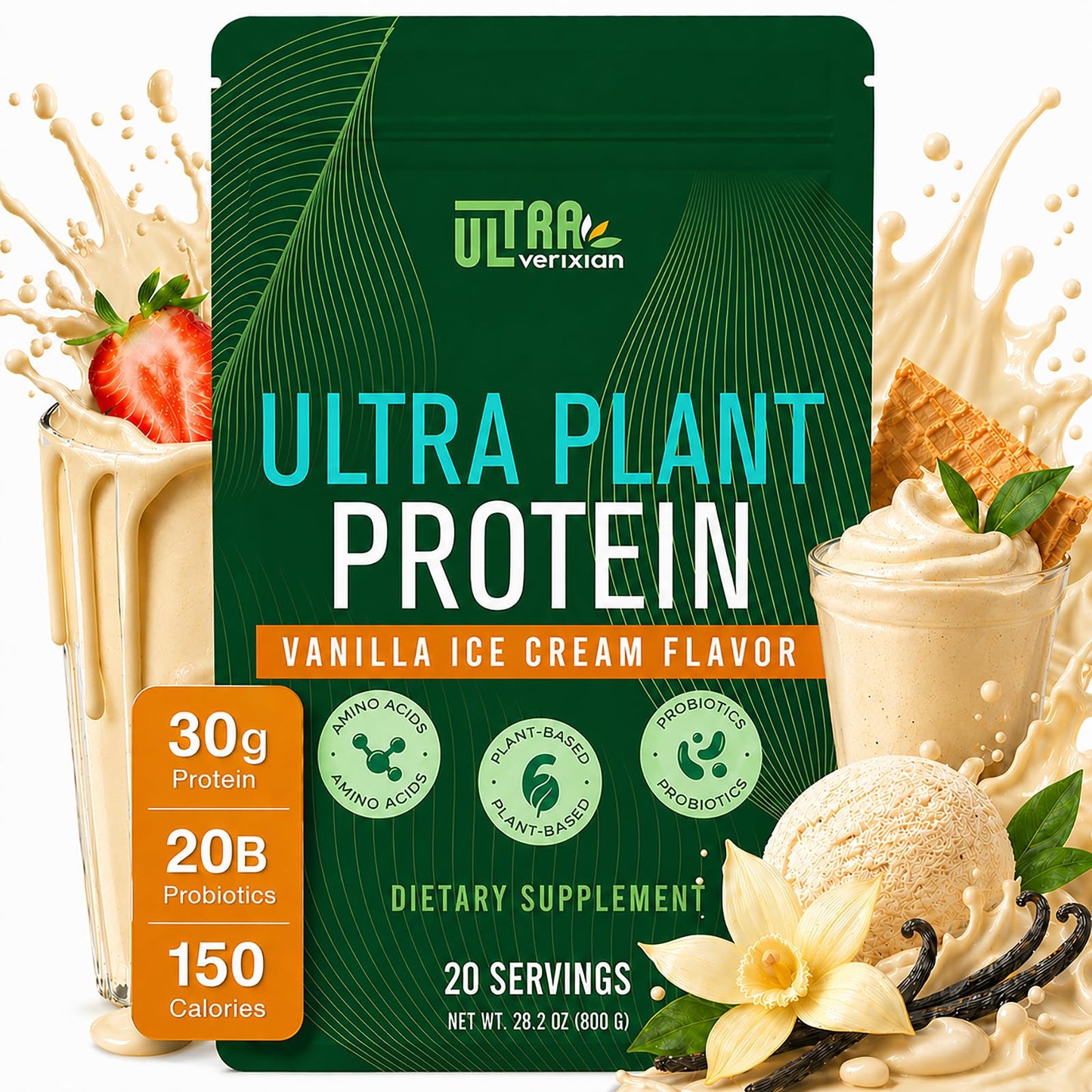 Ultraverixian Organic Vegan Protein Powder, 28.2 oz