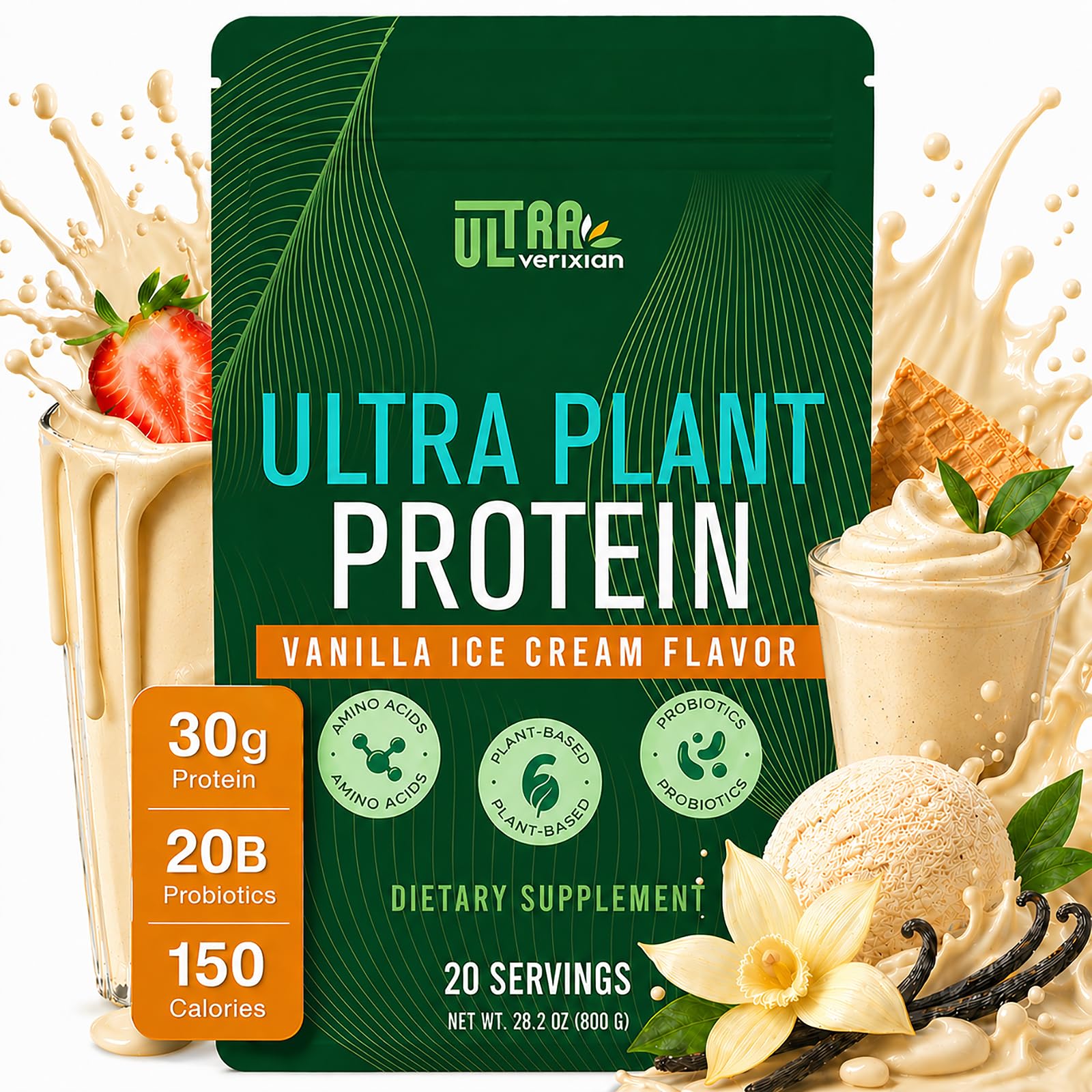 Ultraverixian Organic Vegan Protein Powder, 28.2 oz