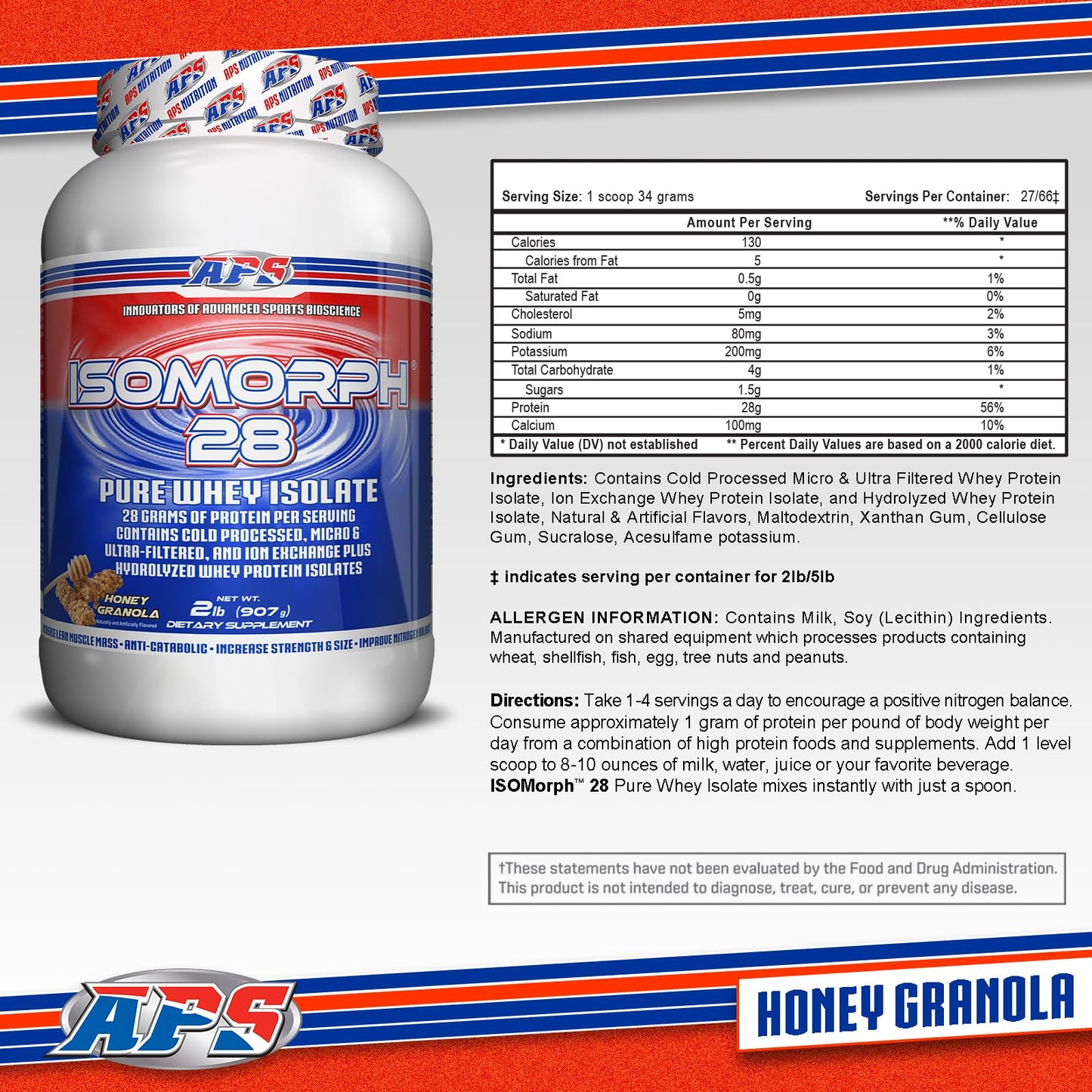 APS Nutrition Isomorph 28 Protein Powder, 32 Servings