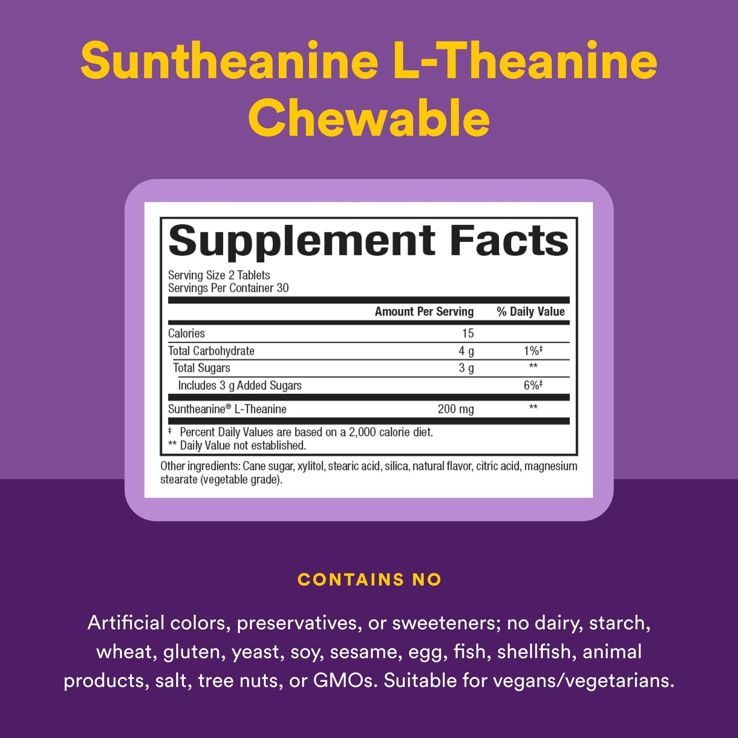 Natural Factors Suntheanine L-Theanine 100 mg Tablet, 60 Count