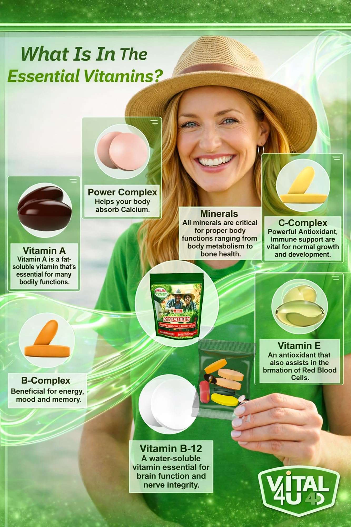 VITAL 4U Vitamin Essentials Daily Multivitamin Tablets, 30 Count