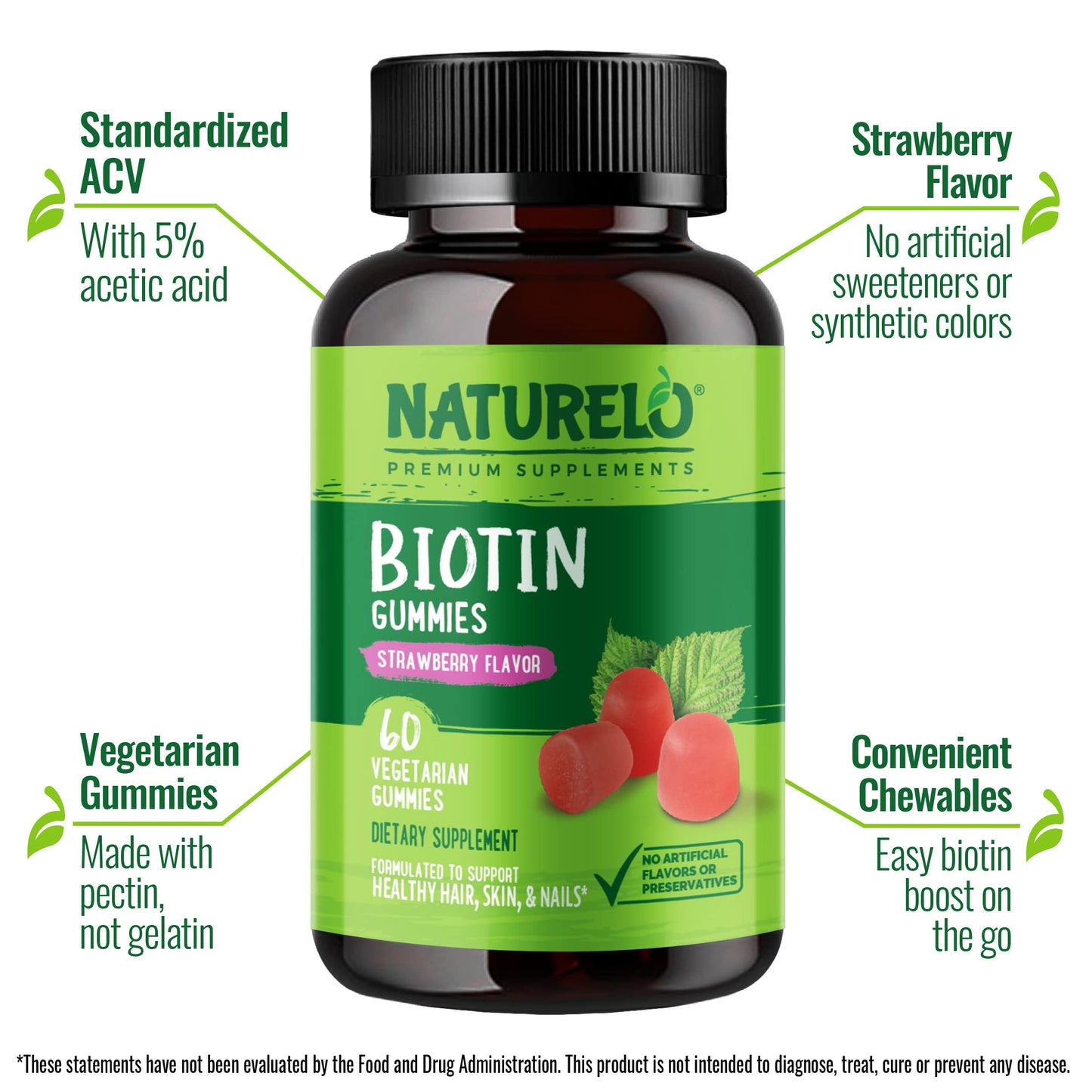 NATURELO Biotin 60 Gummies