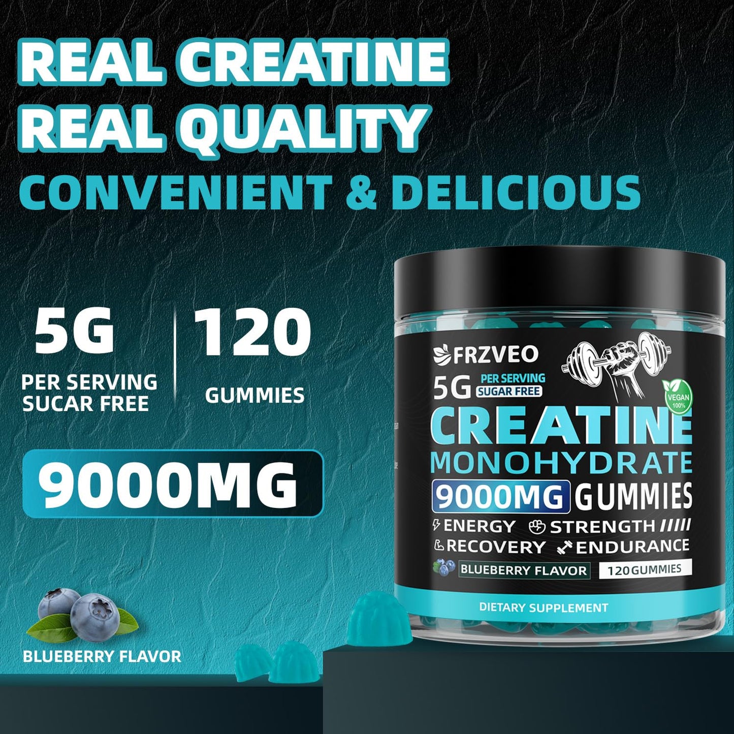 FRZVEO Creatine Monohydrate Gummies 120 Count