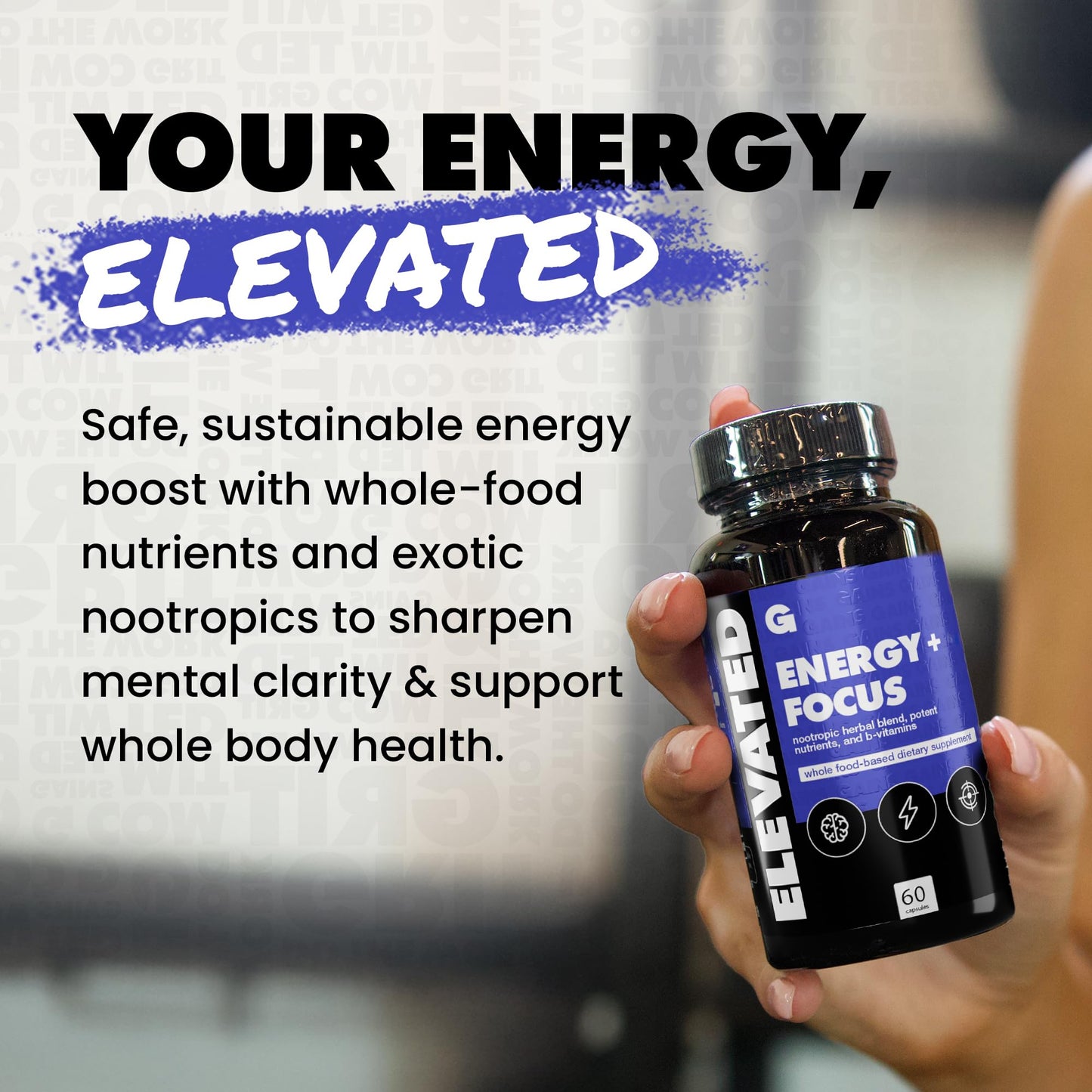 GAINS IN BULK Elevated Nootropic Herbal Energy Supplements with Ginkgo Biloba, B Vitamins, DMAE, Clean Energy & Focus, Vegan, Supports Digestive Health & Cognitive Brain Health, 90 Capsules
