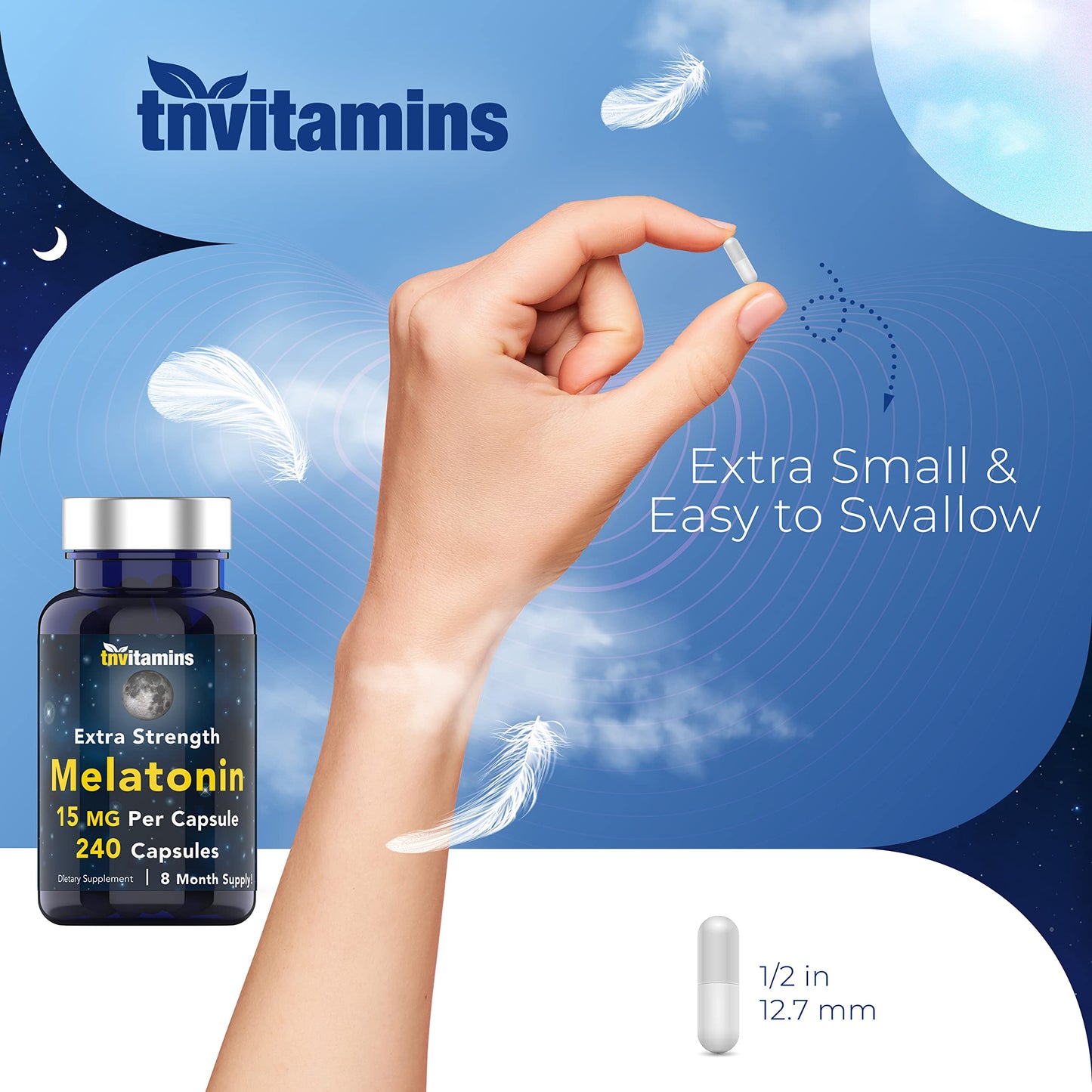 tnvitamins Melatonin 15 mg Capsule, 240 Count