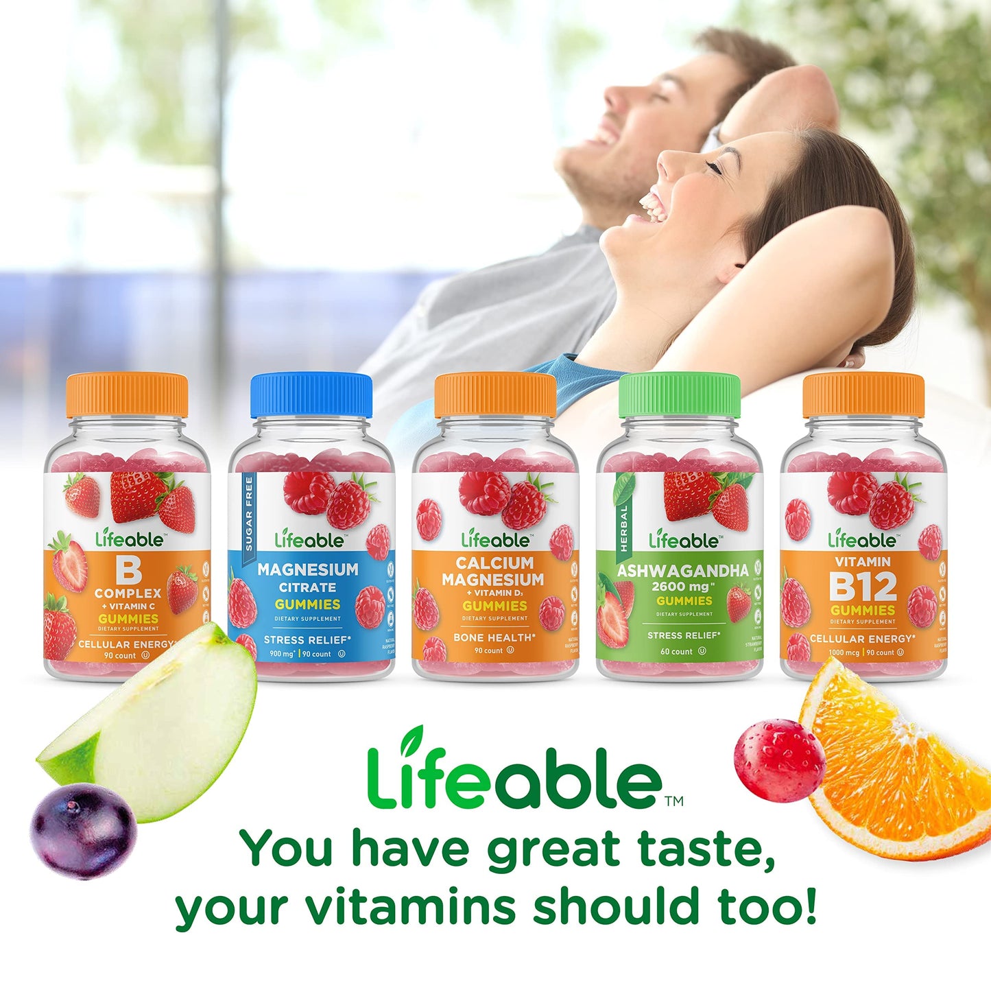 Lifeable Magnesium + Vitamin B12 Gummies, 180 Count