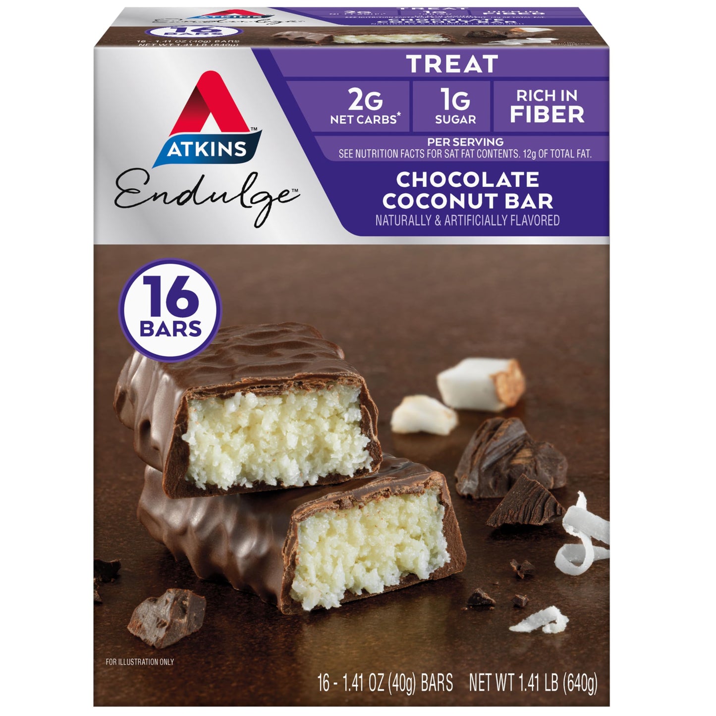 Atkins Endulge Chocolate Coconut Bar, 16 Count