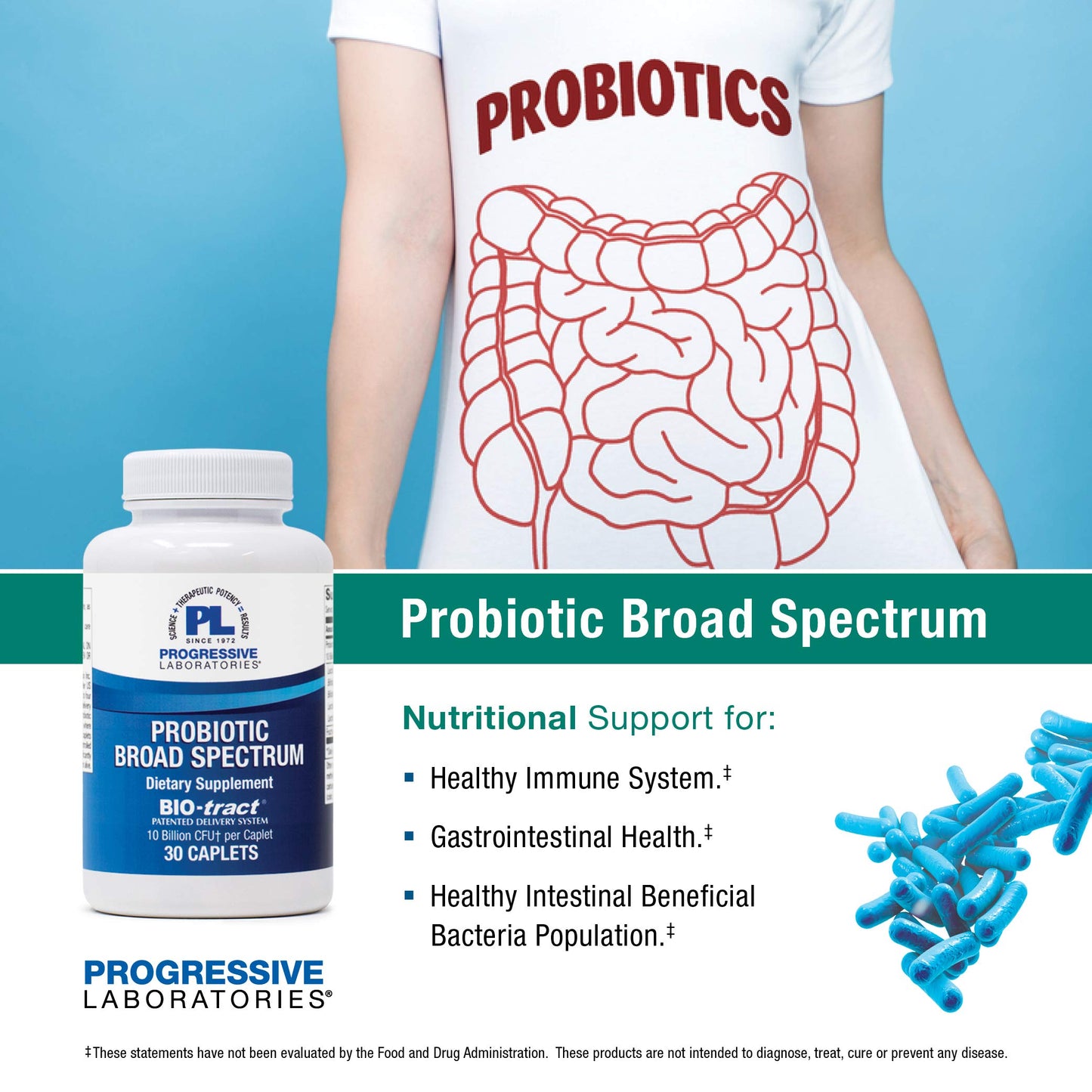 Progressive Laboratories Probiotic Broad Spectrum Supplement, 30 Capsules