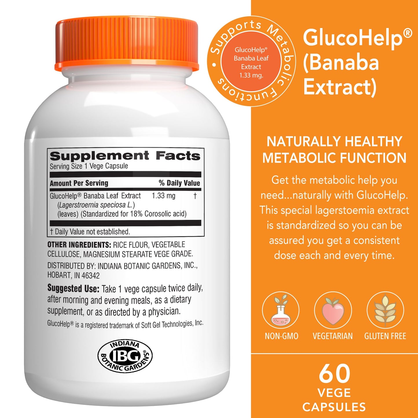 Botanic Choice GlucoHelp Banaba Leaf Extract Supplement Capsules, 60 Count