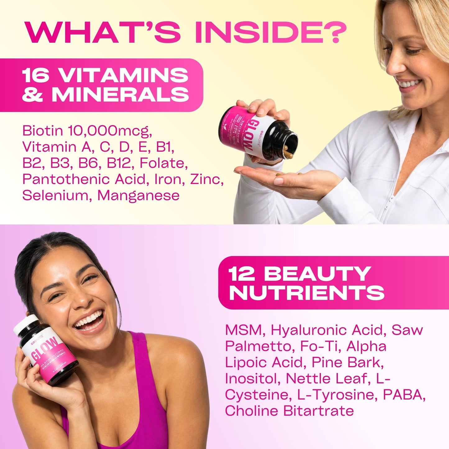 GOBIOTIX Hair, Skin & Nails Vitamins for Women 90 Capsules