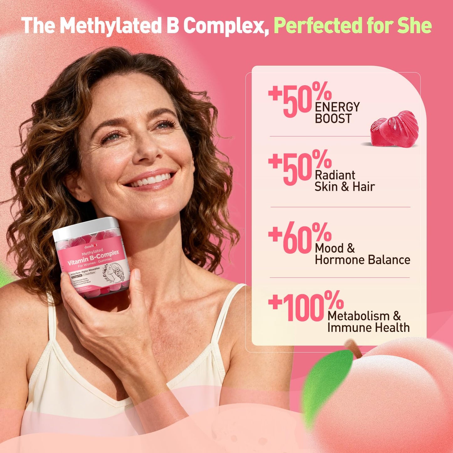 duwhot Methylated B Complex Gummies 60 Count