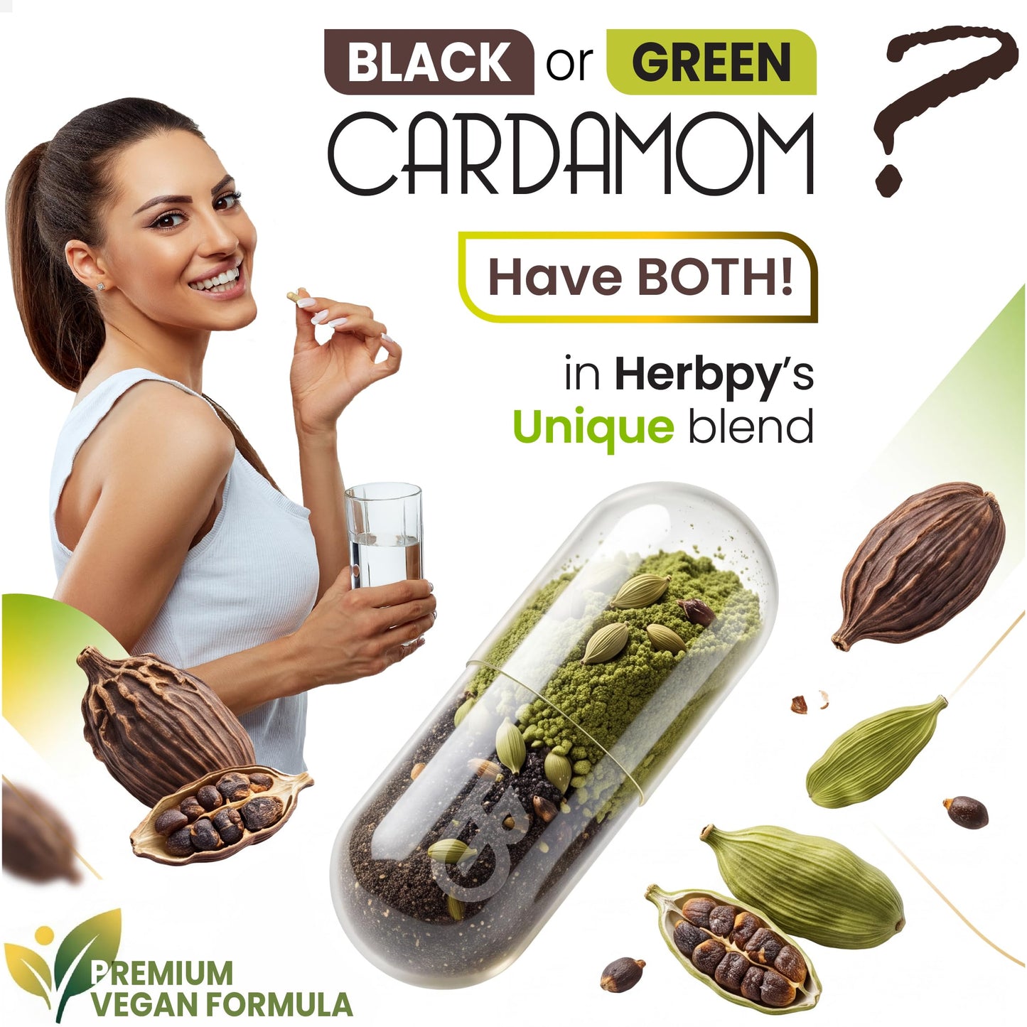 Herbpy 4in1 Cardamom Powder Capsules 100 Count