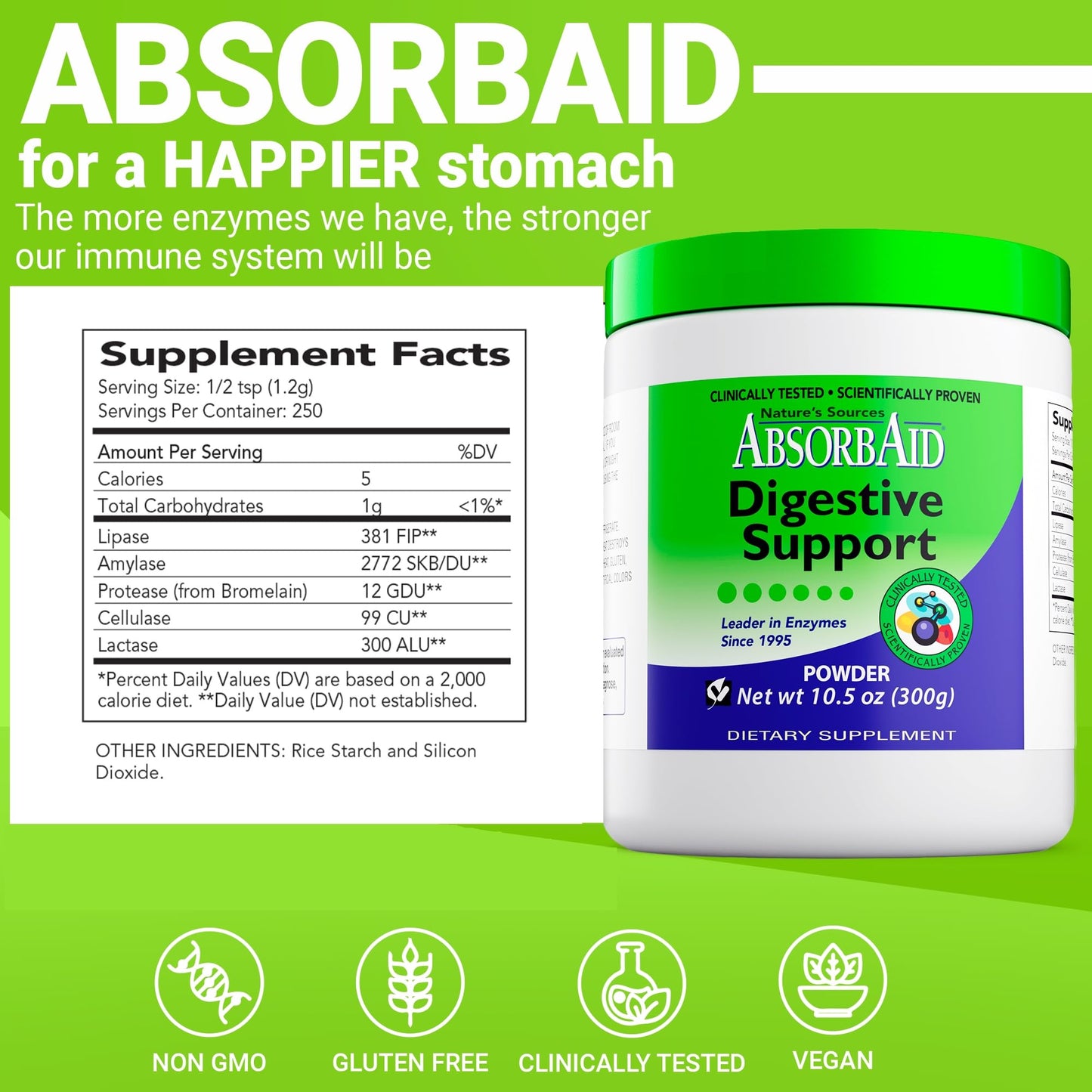 AbsorbAid Digestive Enzymes Powder 10.58 oz
