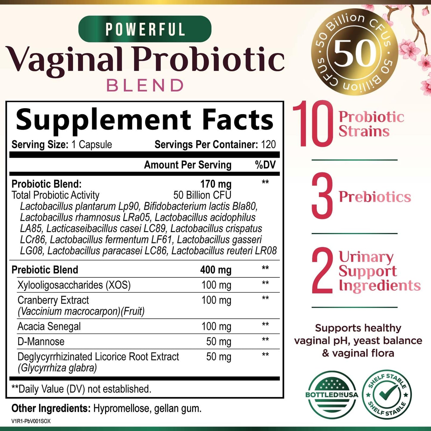 Nature's Nutrition Vaginal Probiotics for Women Gummy 120 Count