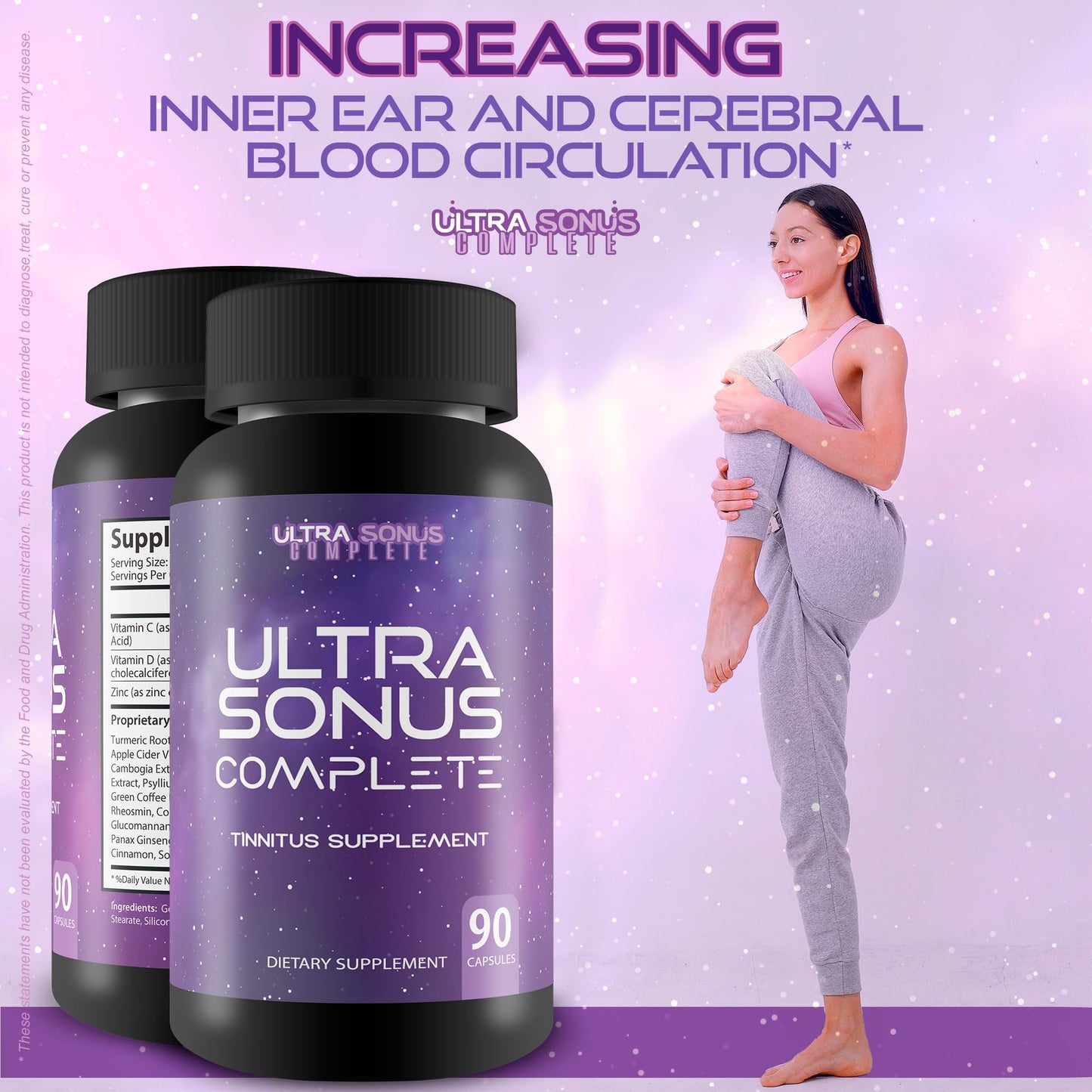Ultra Sonus Complete Tinnitus Supplement Garlic Turmeric Vitamin C Max Formula Capsule 1 Count