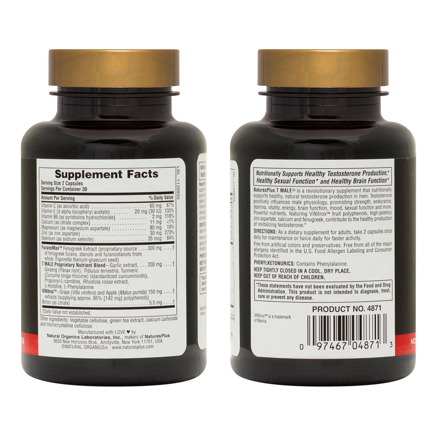 NaturesPlus T-Male Capsules 120 Count