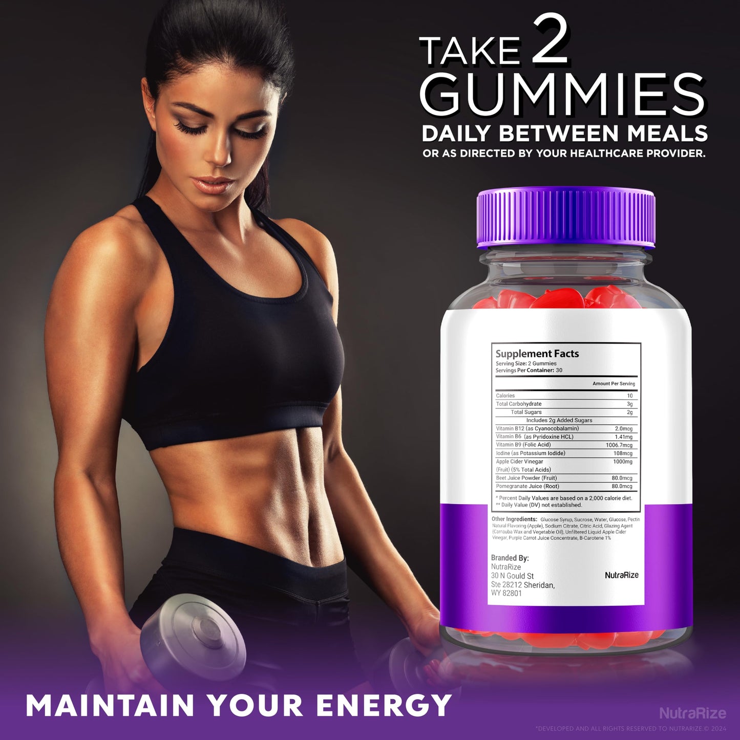 NutraRize Ultra Quick Keto ACV Gummies, 180 Gummies