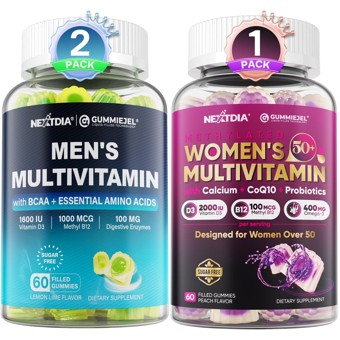 Nextdia Women 50 Plus Multivitamin Gummies + Mens Multivitamin Gummies, 180 Count