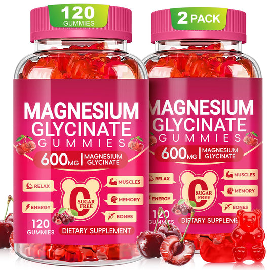 Cytona Magnesium Glycinate Gummies 600mg, Sugar-Free Chewable with Vitamin D, B6, and CoQ10, 240 Gummies