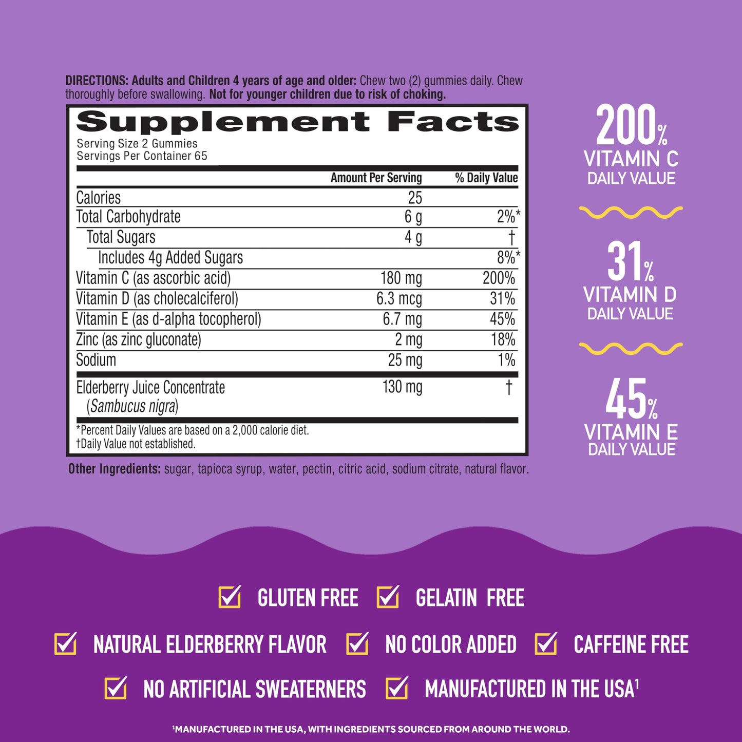 Airborne Elderberry + Zinc & Vitamin C Gummies for Adults, Immune Support, 130 Gummies