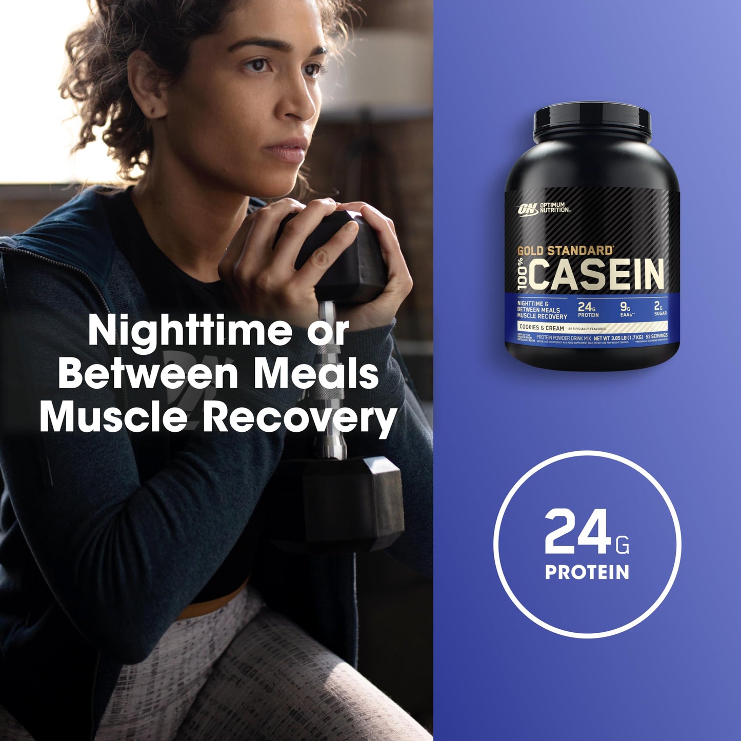 Optimum Nutrition Gold Standard 100% Micellar Casein Protein Powder Cookies & Cream, 64 Servings